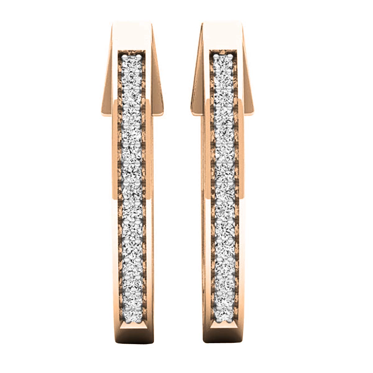 14K Solid Gold Round White Diamond Huggie Hoop Earrings for Women - 0.10 CTTW Dazzlingrock Collection | Perfect for Everyday Wear, Date Nights & Special Occasions