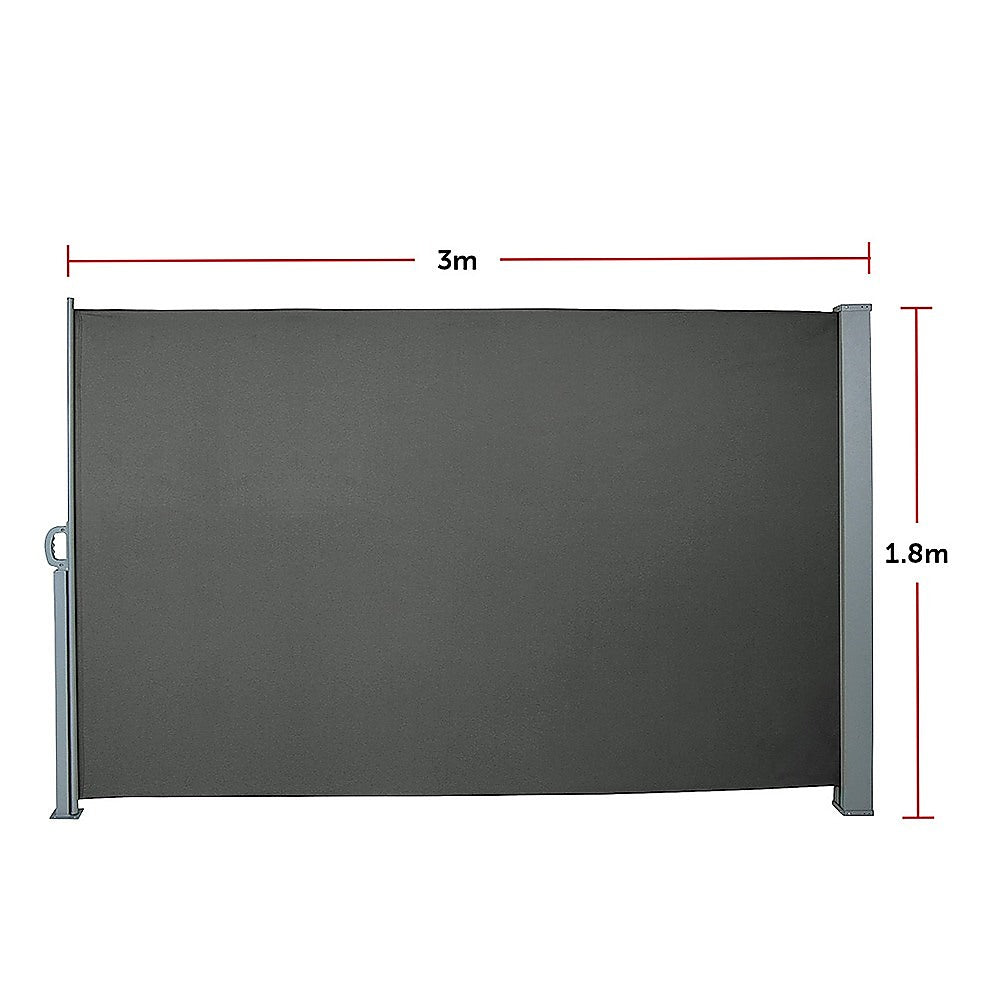 1.8X3M Retractable Side Awning Shade - Outdoor Patio Sun Protection for Deck, Garden, and RV Camping