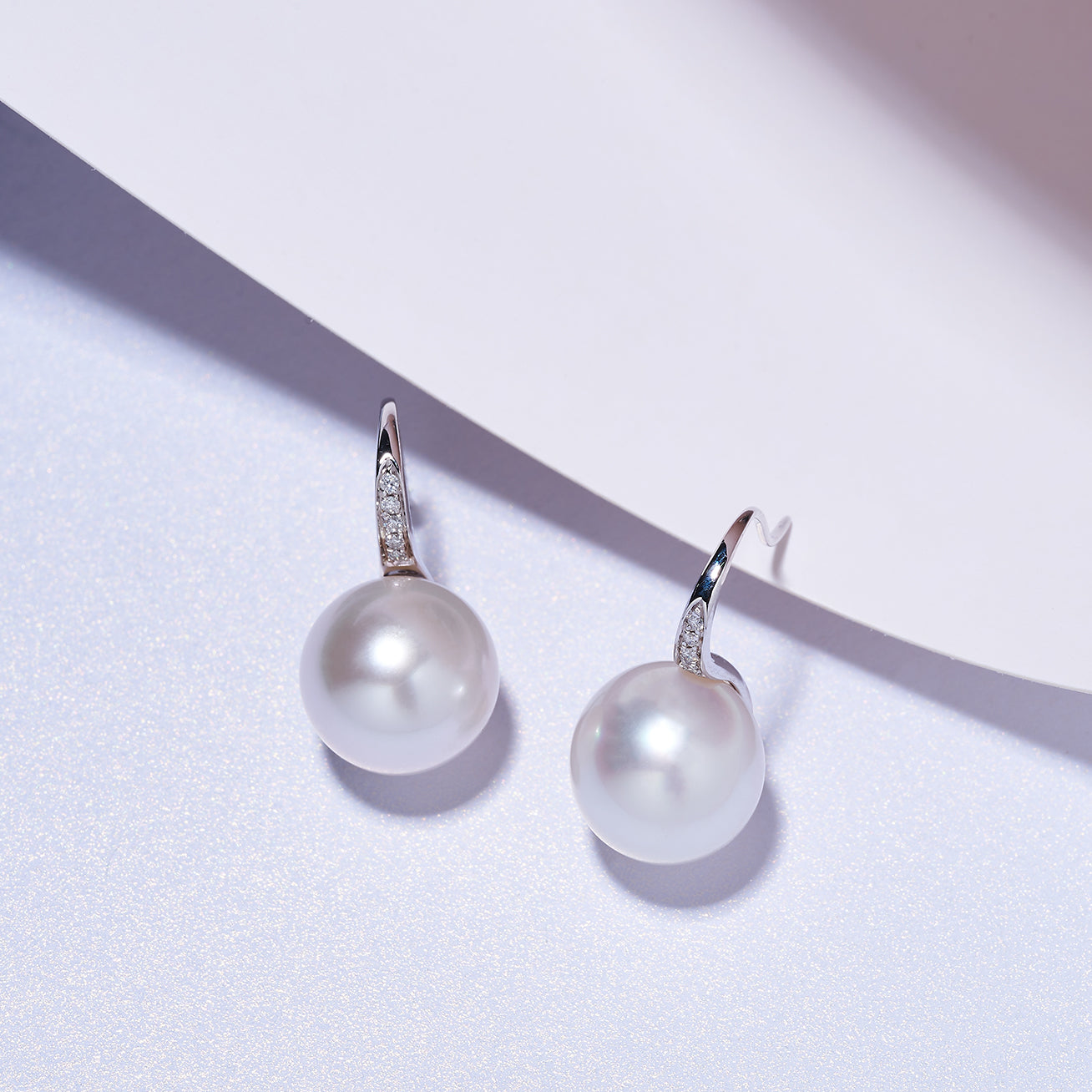 18K Solid Gold Diamond Australian White South Sea Pearl Earrings KE00200 - Luxury Pearl Jewelry for Women, Elegant Gift for Wedding, Anniversary & Special Occasions