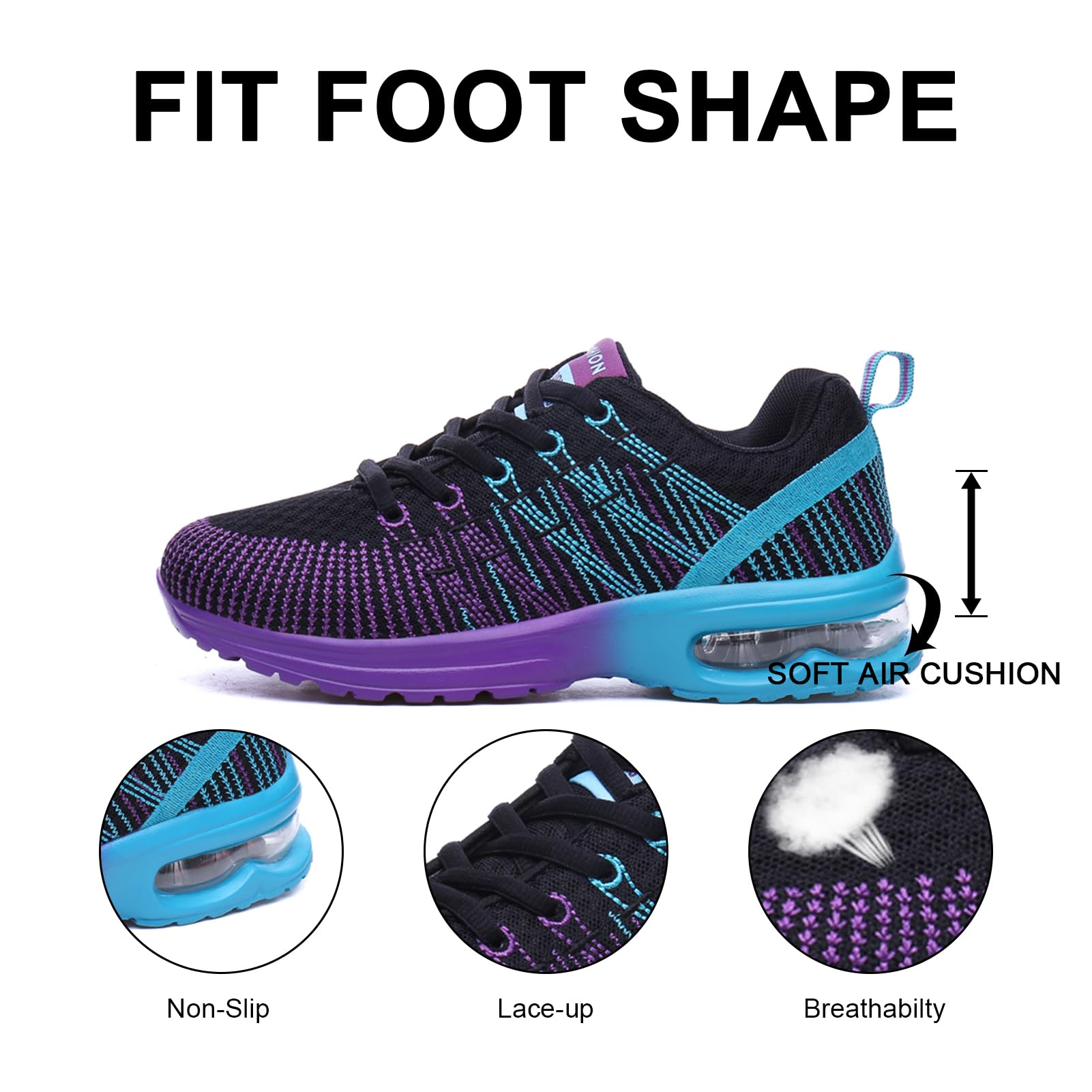 Hitmars Women's Lightweight Running Shoes - Breathable Gym Sneakers with Air Cushion for Jogging, Walking & Training - Wide Fit Athletic Sports Shoes (UK 3.5-8) - Perfect for Workouts, Casual Wear & Daily Activities