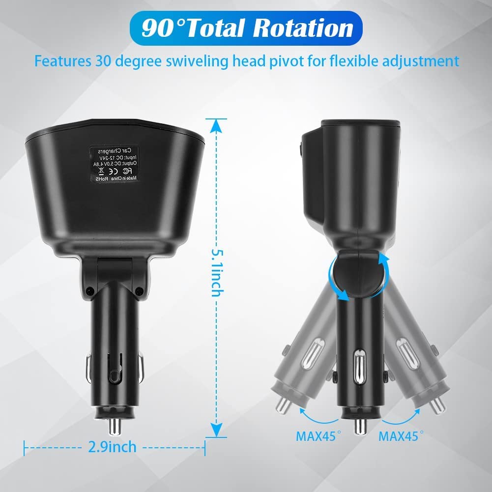 Bluetooth FM Transmitter for Car with Dual USB Charger - Power IQ 3.0 Fast Charging, Wireless Music Player & Hands-Free Calling Kit - Perfect for Road Trips & Commuting