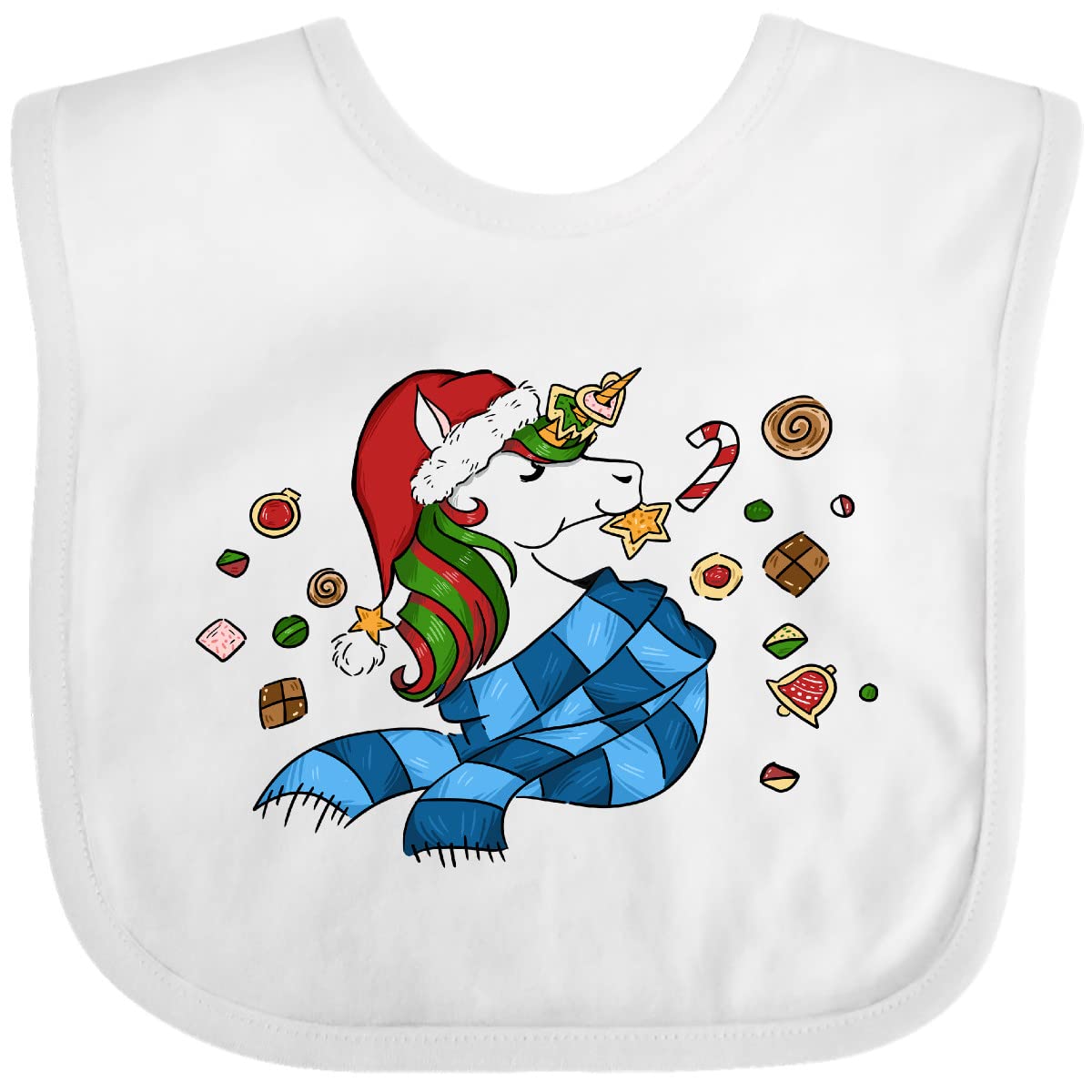 Cute Christmas Unicorn Baby Bib with Cookies for Holiday Gifting