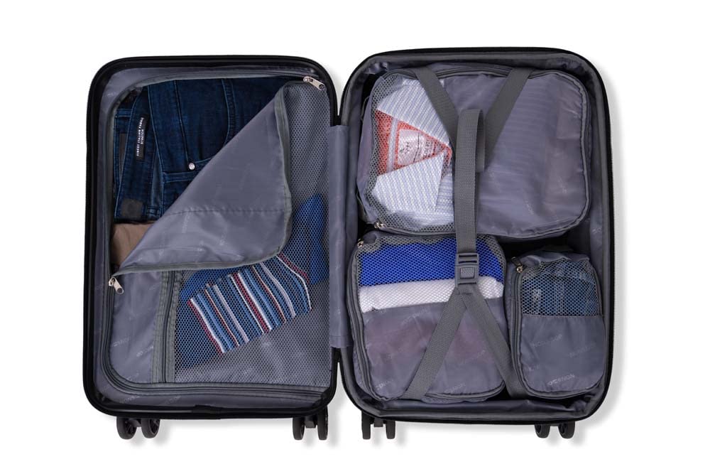 NONSTOP NEW YORK 3-Piece Expandable Hard Shell Spinner Luggage Set with TSA Lock, Lightweight, Double USB Ports & 2 Packing Cubes - Perfect for Air Travel, Business Trips & Family Vacations