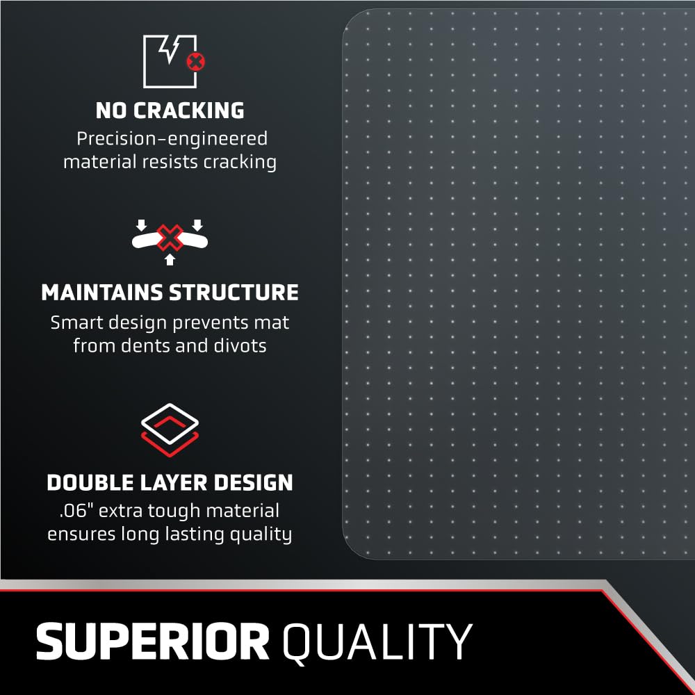 Easy Glide Office Chair Mat for Carpet Floors - Heavy Duty Slip Resistant Desk Floor Protector - 29x47 Inch Clear Plastic Mat for Rolling Office & Gaming Chairs - Perfect for Home Office, Workspace & Computer Desk Setup