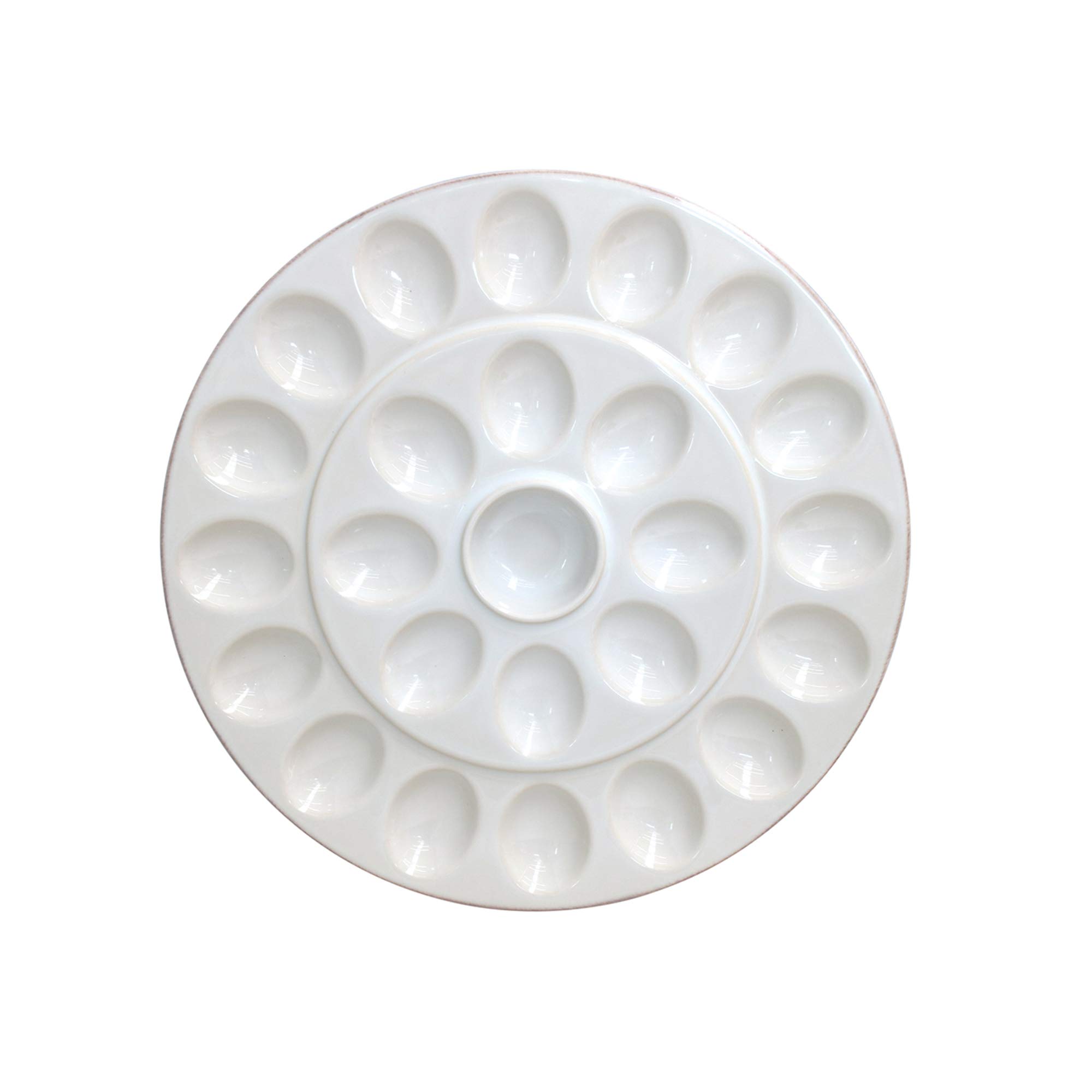Casafina 13-Inch White Ceramic Egg Platter - Microwave, Dishwasher & Oven Safe Stoneware | Restaurant Quality Serving Dish for Breakfast, Brunch & Entertaining | Durable Food-Safe Glaze Dinnerware for Home & Professional Use