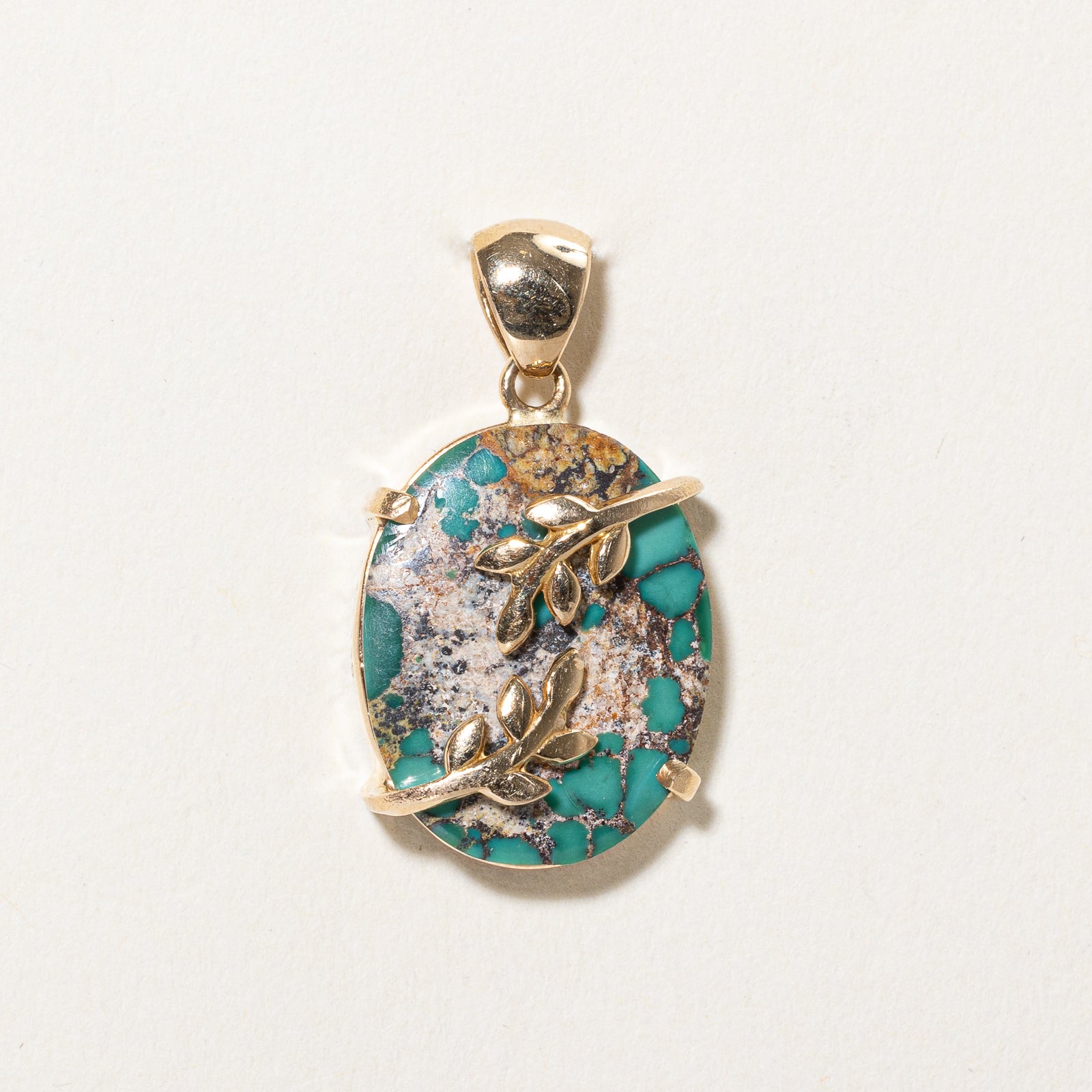12.00ct Oval Turquoise Leaf Design Pendant Necklace | Natural Stone Jewelry for Women | Perfect for Boho Fashion & Gift Giving