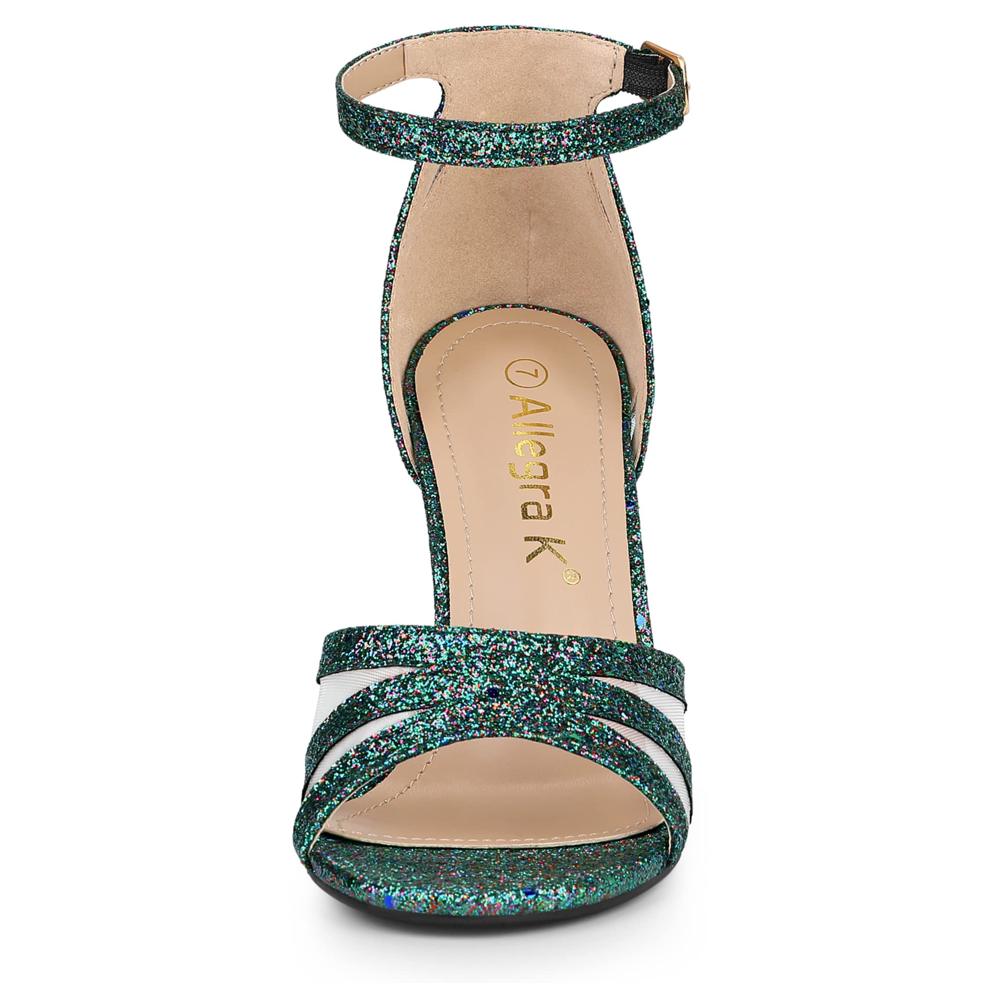 Allegra K Women's Glitter Ankle Strap Stiletto Heel Sandals - Sexy Evening Party Shoes for Prom, Wedding & Special Occasions