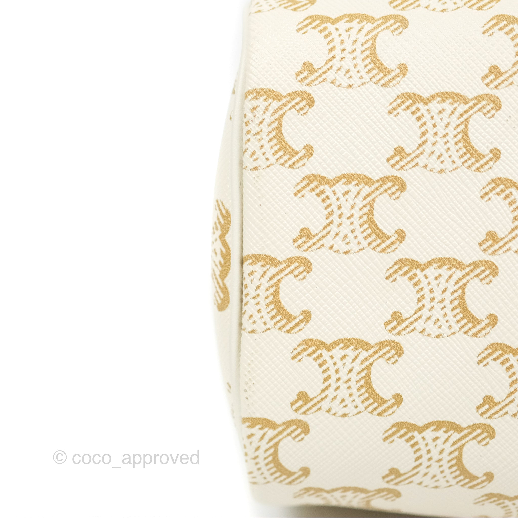 Celine Small Boston Bag in White Triomphe Canvas & Calfskin Leather - Perfect for Work, Travel & Everyday Luxury