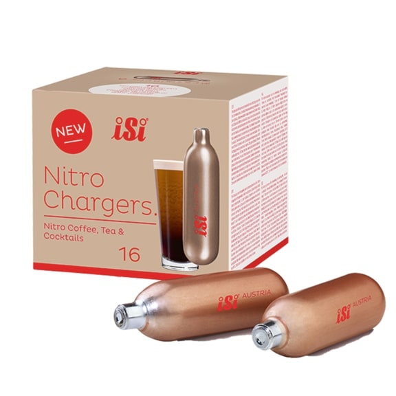 iSi Nitro Whipped Cream Charger - 16 Count Carton for Professional Desserts & Coffee Toppings