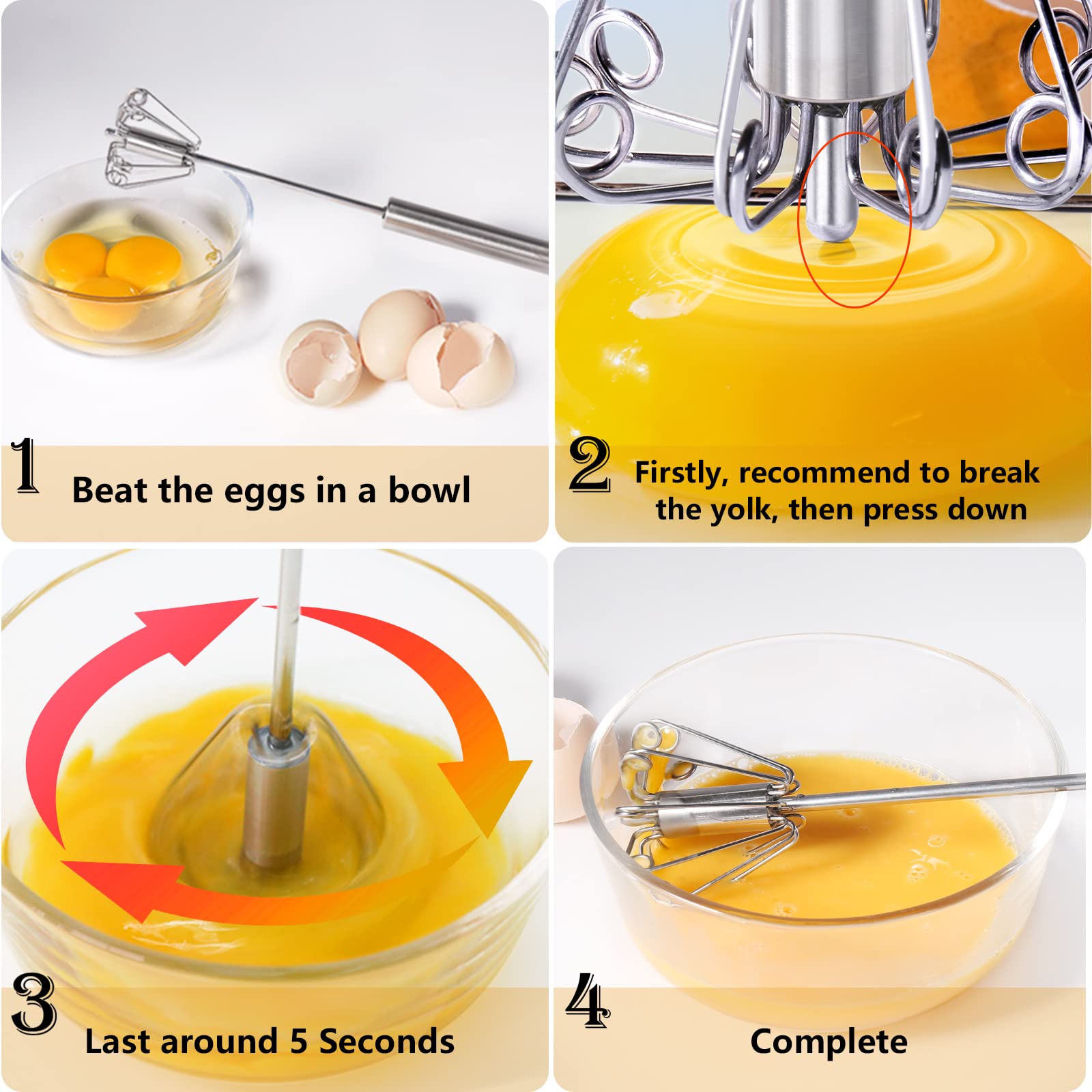 Premium Stainless Steel Egg Whisk & Spaghetti Server Set - Durable Kitchen Utensils for Baking & Cooking - Easy Clean Metal Kitchen Tools - Perfect for Pasta Making, Cake Mixing & Food Serving