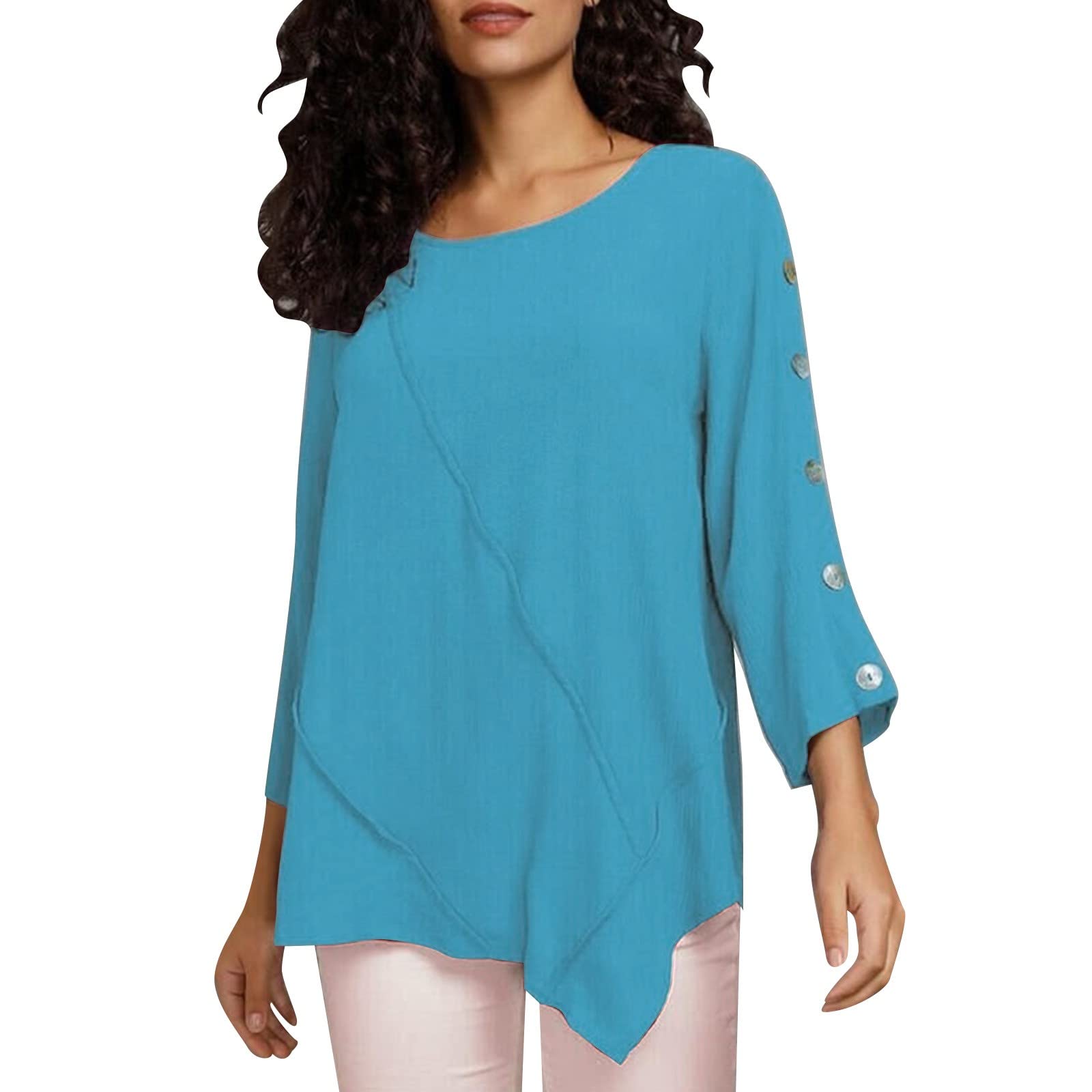 Women's Casual Crew Neck Long Sleeve Chiffon Blouse - Solid Color & Floral Print Button Down Shirt for Spring & Autumn - Perfect for Office Wear, Date Night and Everyday Outfits