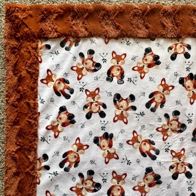 Foxxy Rust on Ginger Glacier Throw Minky Blanket - 55x61 Inches Ultra Soft Cozy Fleece Blanket for Couch, Bed, Sofa & Home Decor - Perfect for Winter, Gifts & Relaxation