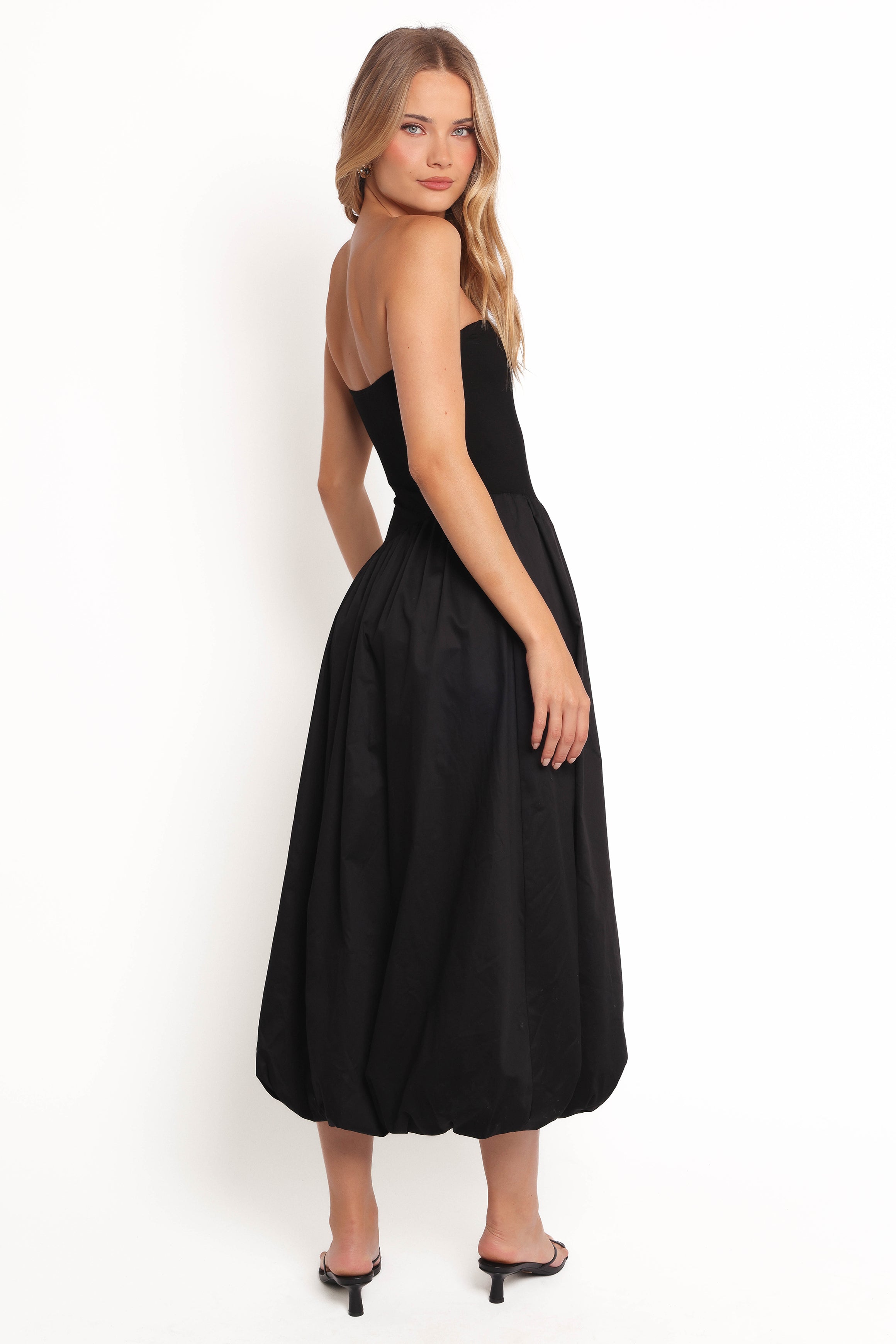 Annalyse Midi Dress for Women - Elegant Black Knee-Length Dress for Casual Wear, Office, Date Night & Special Occasions