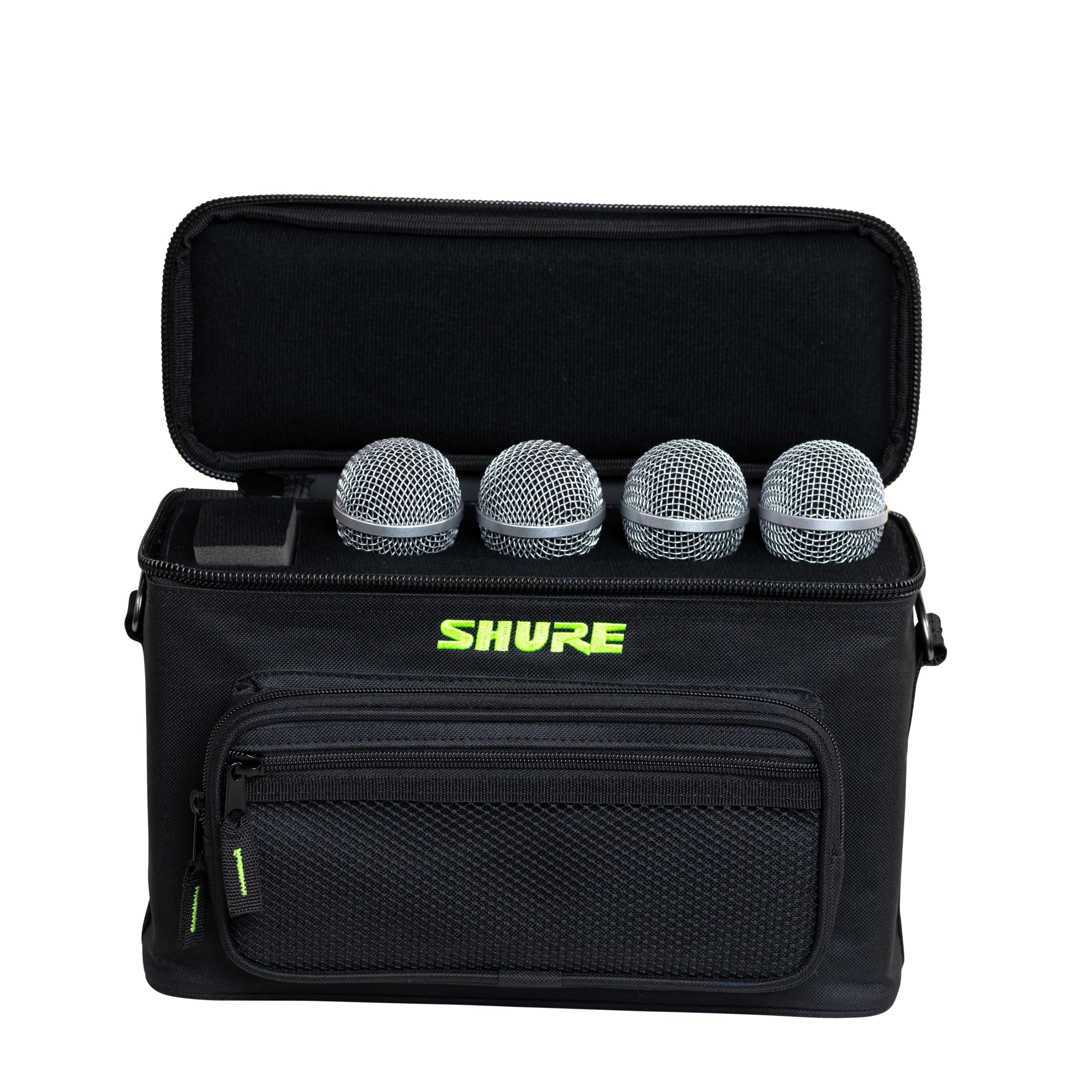 Shure by Gator Padded Microphone Bag - Holds 4 Mics, Durable Storage Case for Shure SM58 & Other Microphones (SH-MICBAG04) - Perfect for Live Performances, Studio Recording & Travel Protection