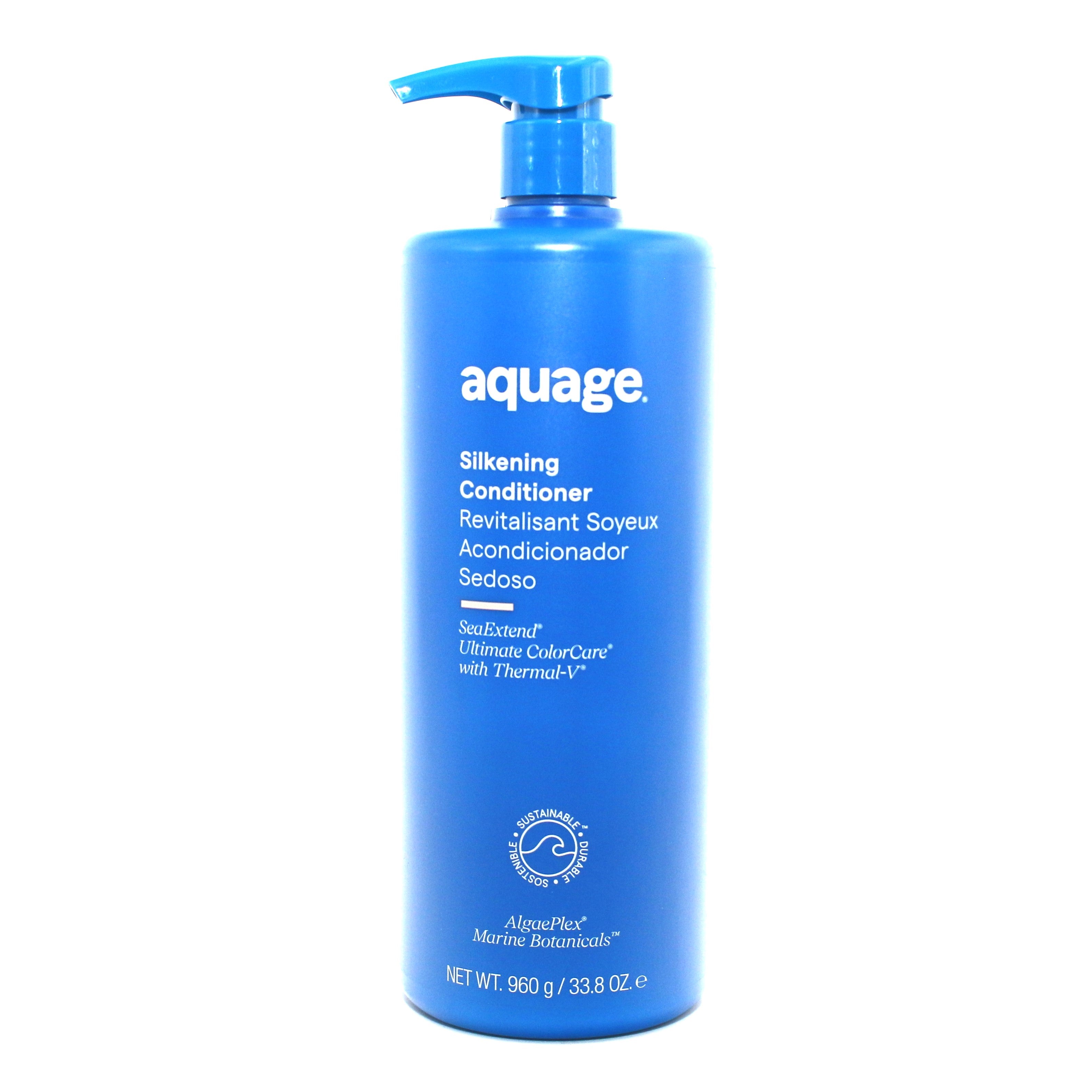 Aquage Sea Extend Silkening Conditioner for Smooth & Shiny Hair - 33.8 oz Large Bottle - Professional Salon Quality Hair Care for Dry, Damaged & Frizzy Hair - Perfect for Daily Use & Hair Treatments