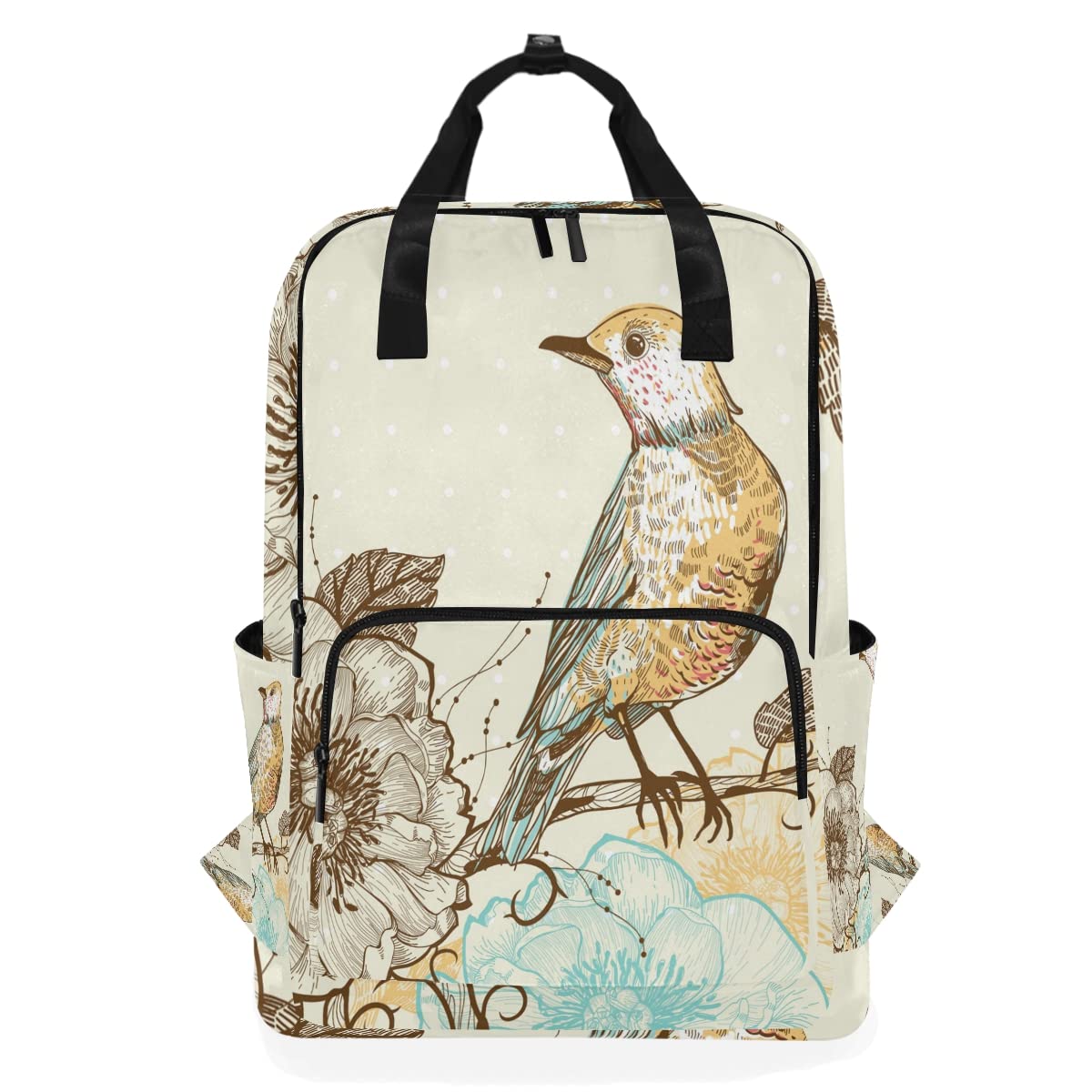 Vintage Hand-Drawn Bird Backpack - Stylish Casual Shoulder Bag for Women & Men | Perfect for School, Travel & Outdoor Adventures