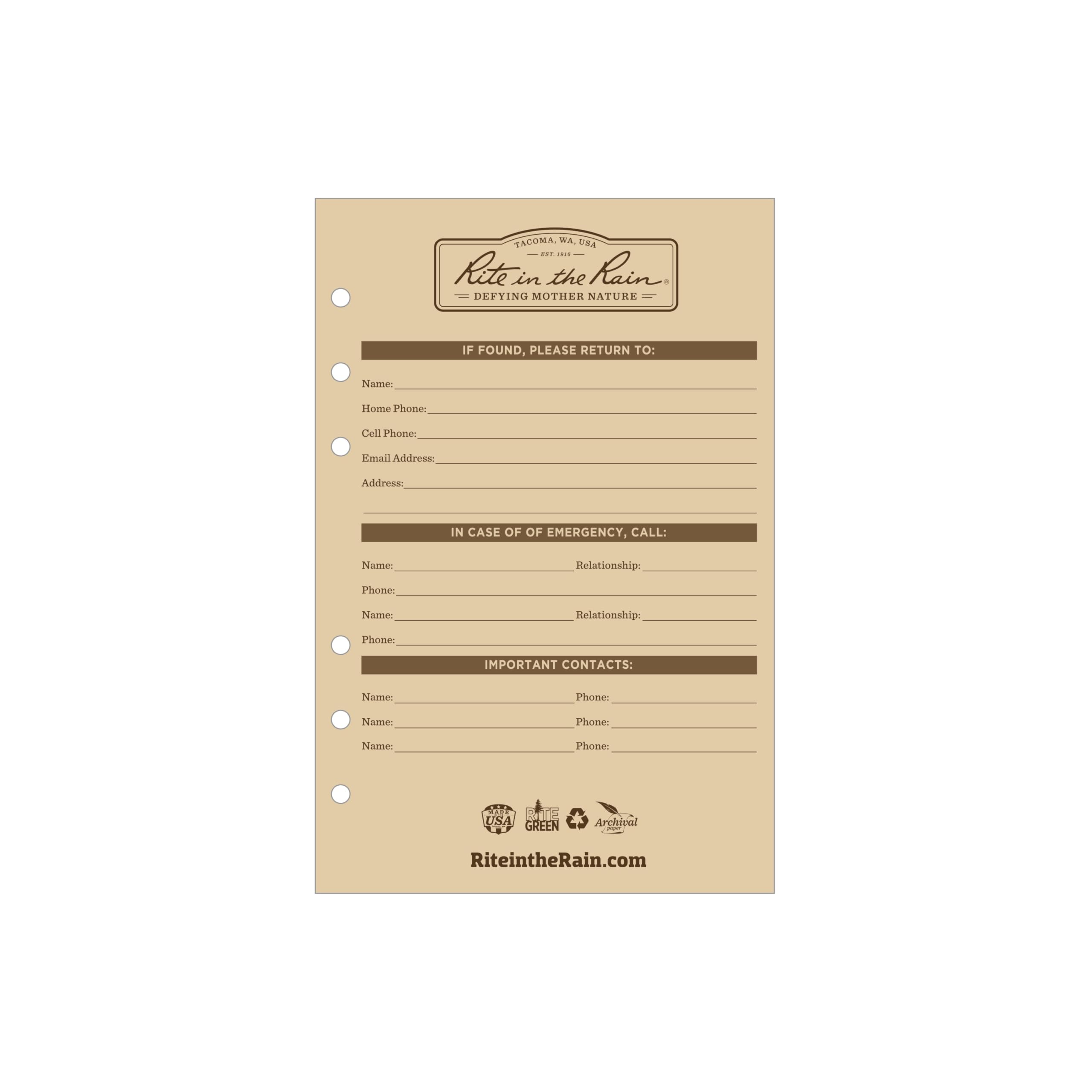 Rite In The Rain Weatherproof Field Planner Kit - 4.625 x 7 Inches Tan Paper, MultiCam Cover (No. 9255M) - Ideal for Outdoor Adventures, Hiking, Camping & Military Use