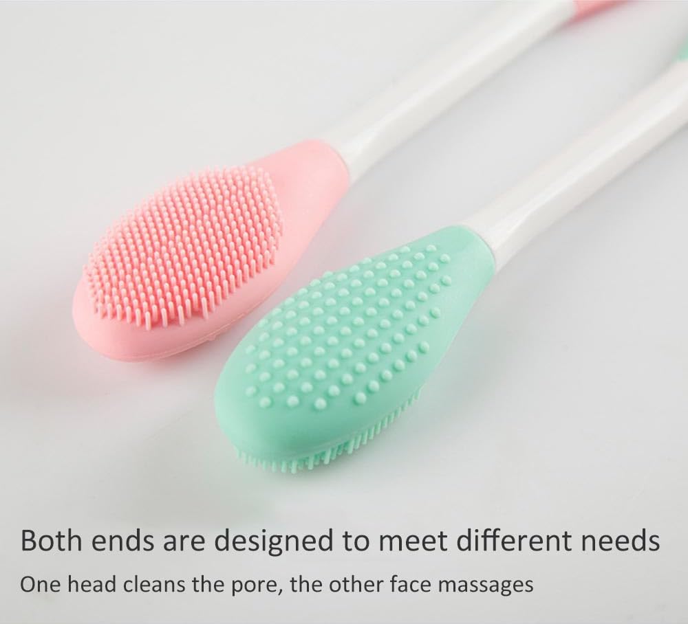 KitchenFest® 3-in-1 Silicone Facial Cleansing Brush - Gentle Exfoliating & Blackhead Removal Tool for Deep Pore Cleansing | Perfect for Daily Skincare Routine & Spa Facial Treatments (Medium, 2-Pack)