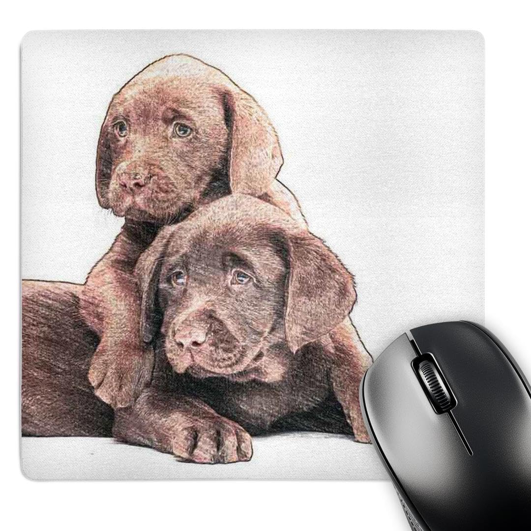 3D Rose Jackie Popp Chocolate Lab Digital Art Mouse Pad - Non-Slip Rubber Base, 9.25
