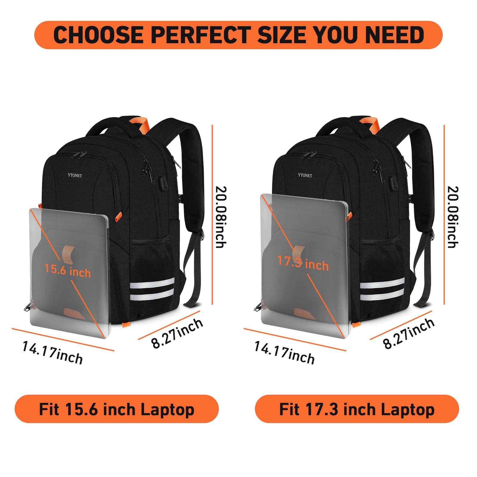Ytonet Large Gym Backpack for Men & Women - Water Resistant Sports Backpack with Shoe Compartment & USB Charging Port - Travel, Workout & College Laptop Backpack Fits 15.6 Inch - Perfect for Gym, Travel, Camping & Daily Commute - Black