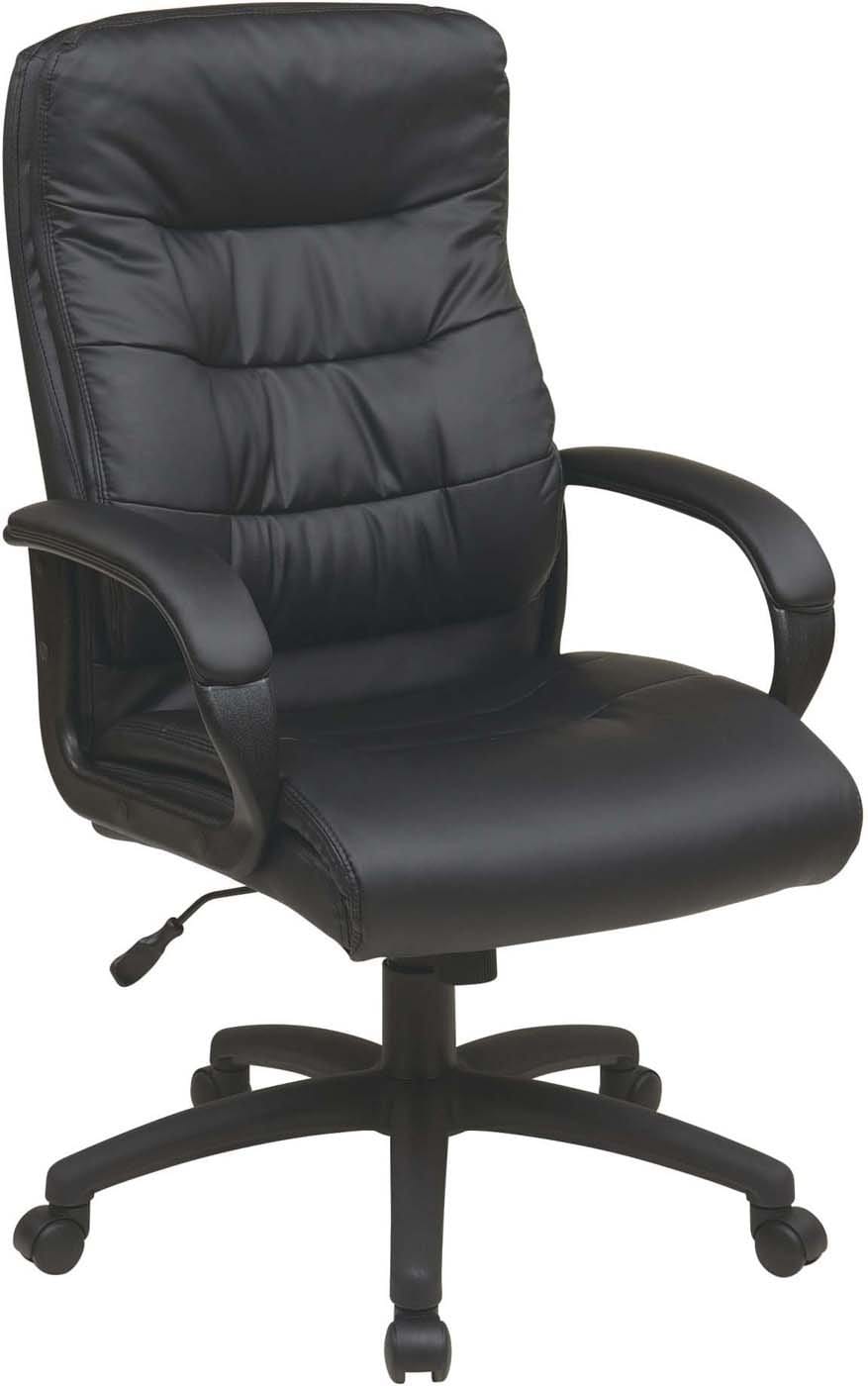 Premium High Back Executive Office Chair - Black Faux Leather Ergonomic Desk Chair with Lumbar Support [FL7480 U6] - Perfect for Home Office, Conference Rooms & Professional Workspaces