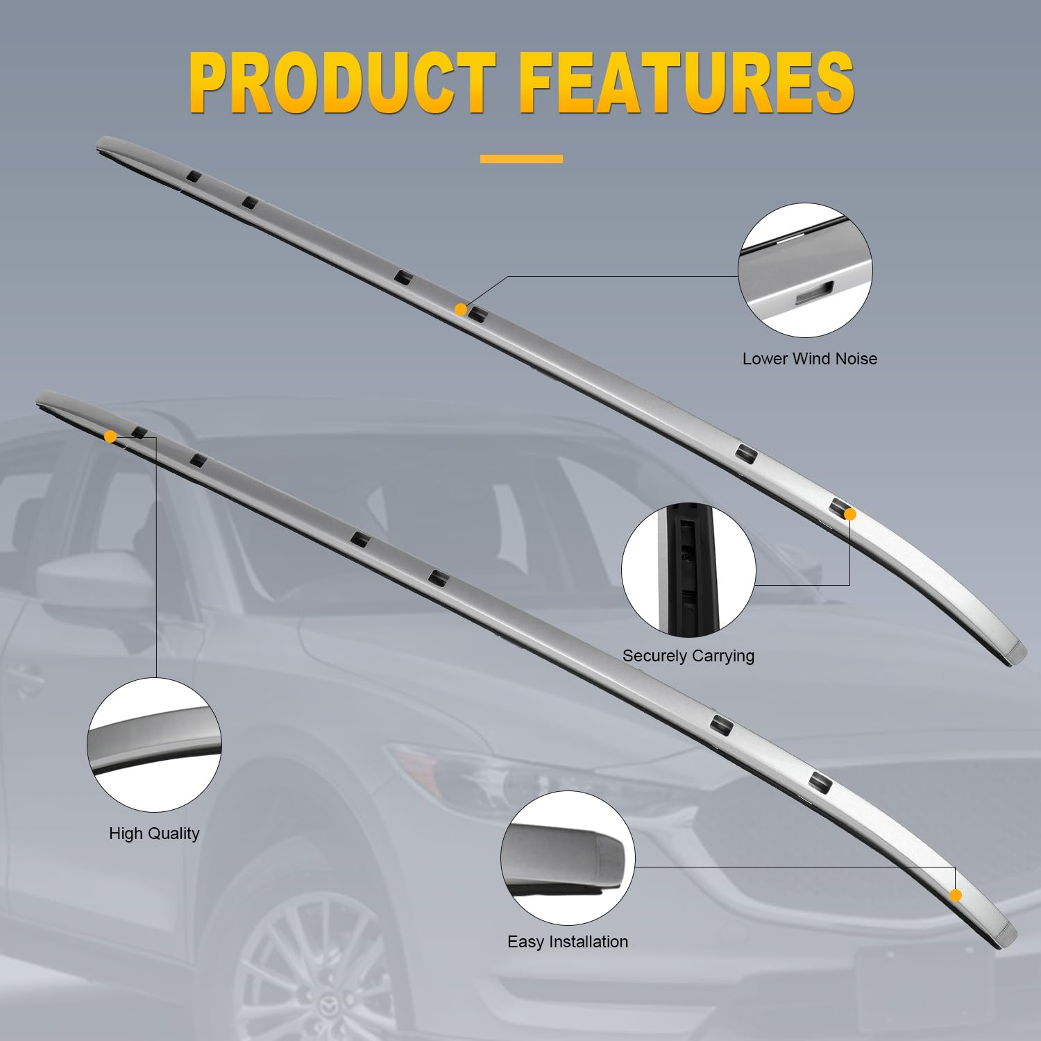 OCPTY Universal Roof Rack for Mazda CX-5 2017-2019 | Heavy Duty Cargo Carrier for Luggage, Kayak, Canoe, Bike, Snowboard & Ski | Perfect for Road Trips, Camping & Outdoor Adventures