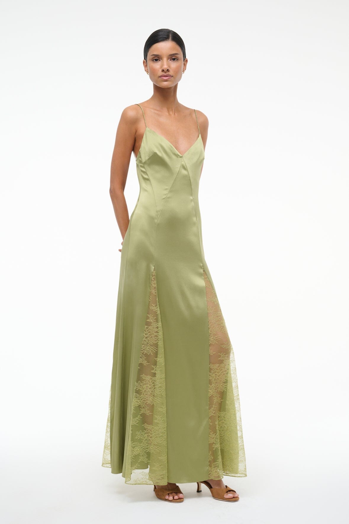 TRINITY SILK DRESS | Elegant Moss Green Silk Dress for Women | Perfect for Weddings, Parties & Special Occasions