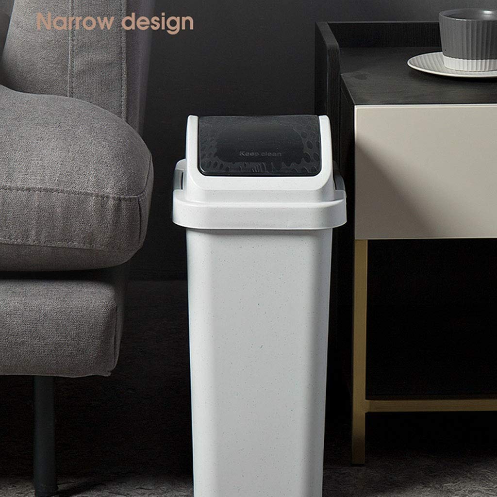 Stainless Steel Rocking Lid Trash Can - 13 Gallon Kitchen Garbage Bin with Odor Control, Narrow Design for Small Spaces - Perfect for Home, Office, Bathroom & Recycling Use