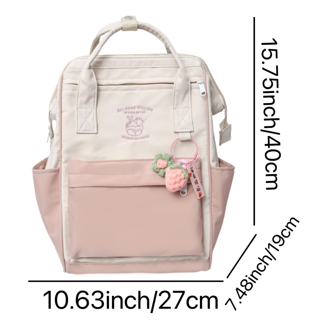 Cute Kawaii Backpack with Accessories - Pink Daypack for School & Travel