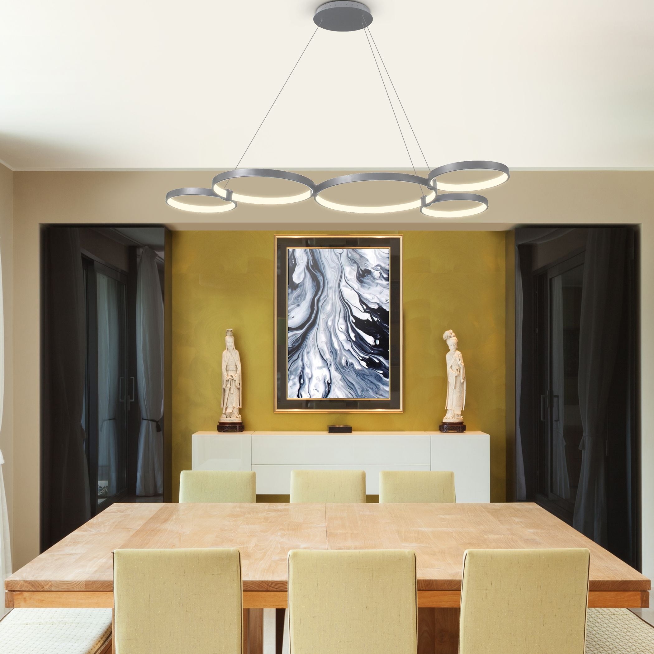 VONN Capella 50 VMC32410AL Silver Multi-Ring LED Chandelier - Modern Crystal Ceiling Light Fixture for Dining Room, Living Room & Bedroom Lighting