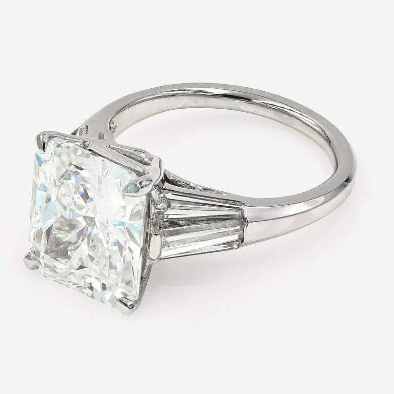 2.5ct Radiant Cut Cubic Zirconia CZ Engagement Ring for Women - Baguette Accent, White Gold Plated - Perfect for Proposals, Anniversaries & Special Occasions