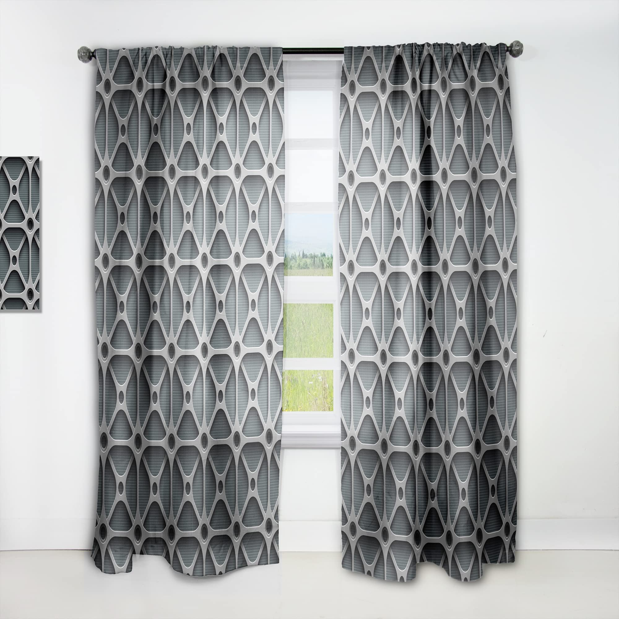 DesignQ 3D Abstract Technology Thermal Insulated Curtains - Single Panel 52x120 Inches for Bedroom & Living Room - Modern Window Drapes for Home Decor & Light Blocking