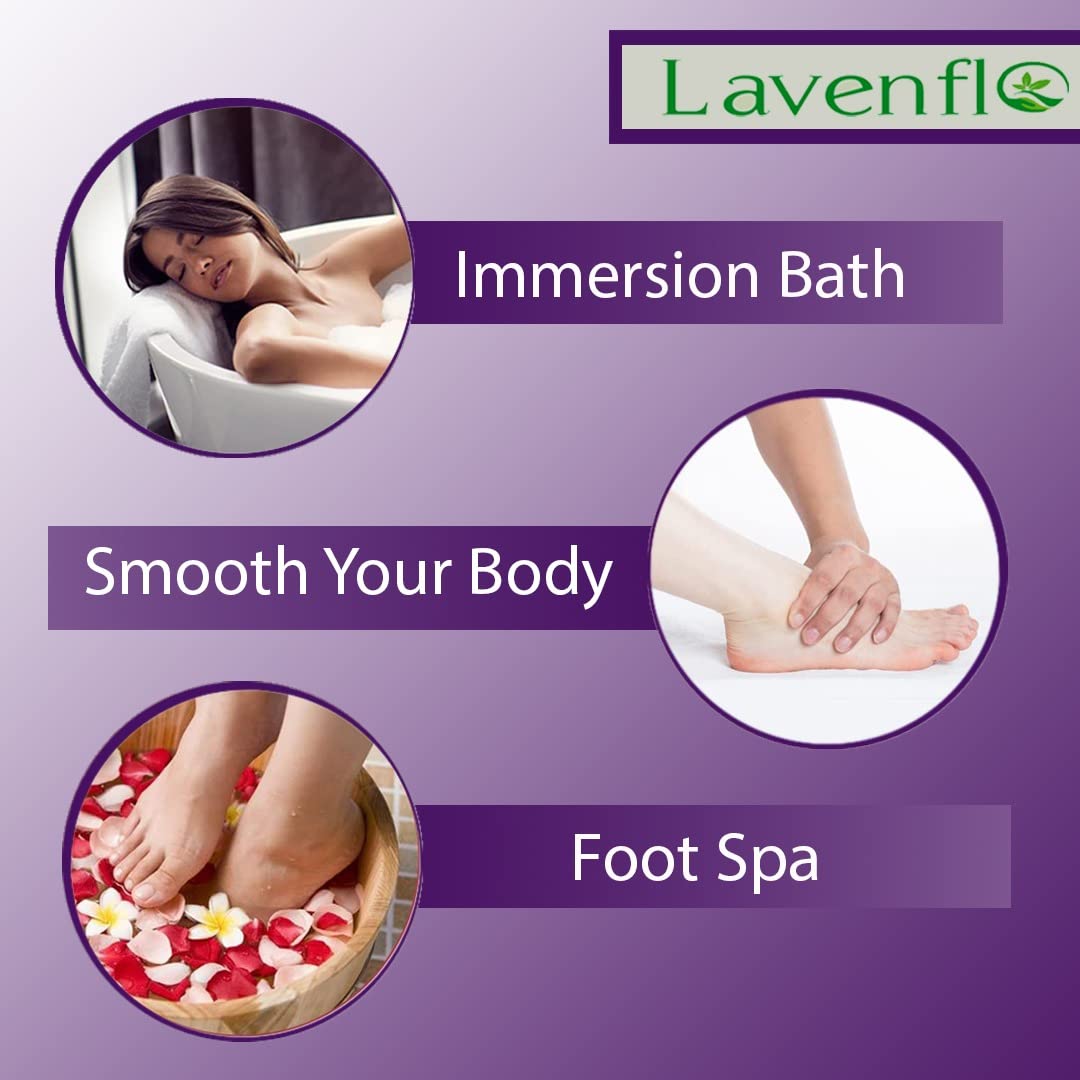 Lavenflo Epsom Salt with Lavender Essential Oil - 500g Magnesium Sulfate Bath Soak for Relaxation, Muscle Pain Relief, Foot Soak & Better Sleep | Perfect for Spa, Self-Care & Stress Relief at Home