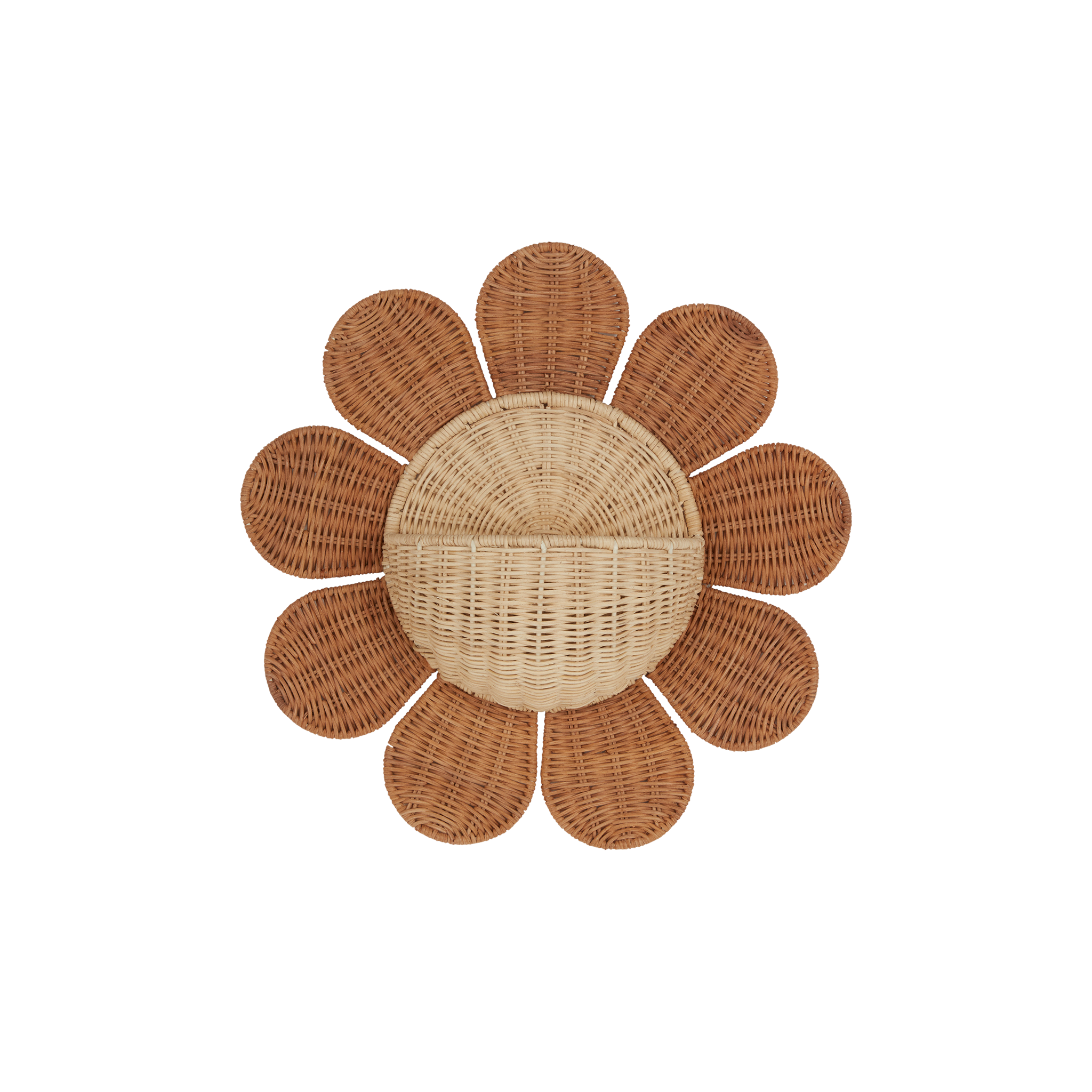Natural Rattan Daisy Wall Basket - Boho Home Decor for Living Room, Bedroom, or Bathroom Storage | Perfect for Organizing Keys, Mail & Small Essentials