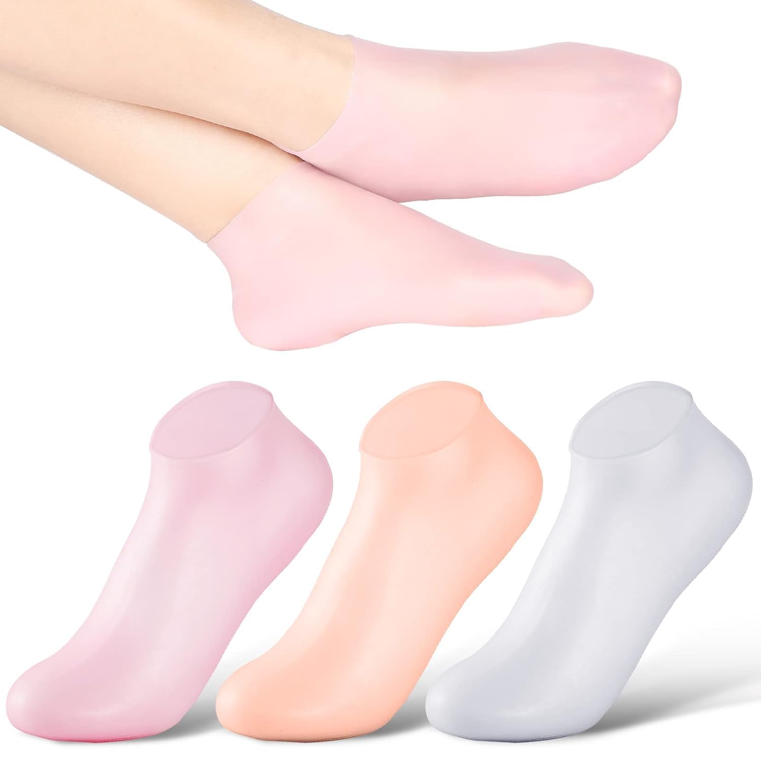 Heel Repair Socks for Cracked Feet - Moisturizing Gel Socks with Vitamin E & Natural Oils (1 Pair) - Unisex Foot Care for Dry Skin Relief - Perfect for Spa Treatments, Overnight Healing & Cracked Heel Protection