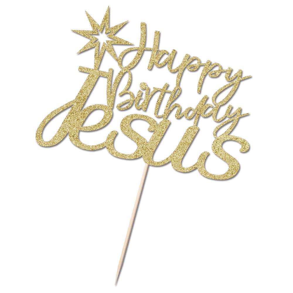 Jesus Cake Toppers - Religious Birthday Cake Decorations for Easter, Christmas & Good Friday Celebrations | Gold Jesus Christ Cake Topper for Holiday Parties, Birthday Cakes & Christian Events