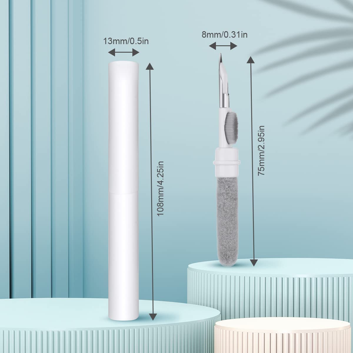 3-in-1 Bluetooth Earbuds Cleaning Pen Kit with Soft Brush - Wireless Earphones & Headphones Cleaner for AirPods, Charging Case, Computer Keyboard & Camera Lens - Perfect for Home, Office & Travel Use