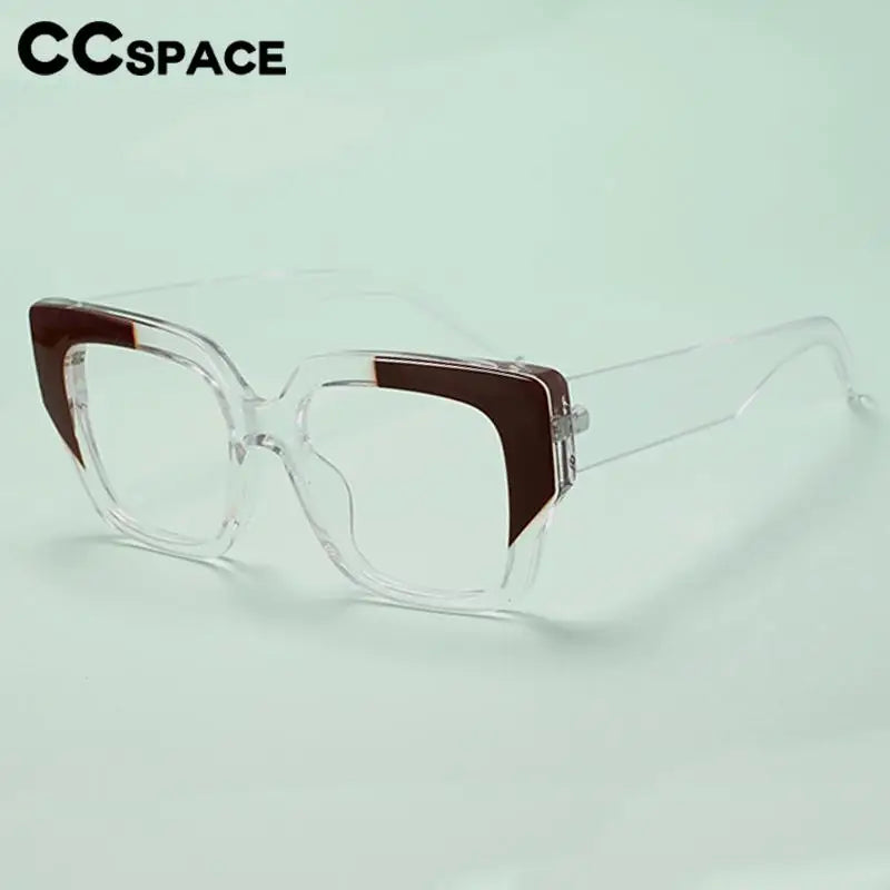 CCspace Women's Full Rim Large Square Plastic Reading Glasses R57129 - Fashionable Blue Light Blocking Readers for Work, Reading & Computer Use