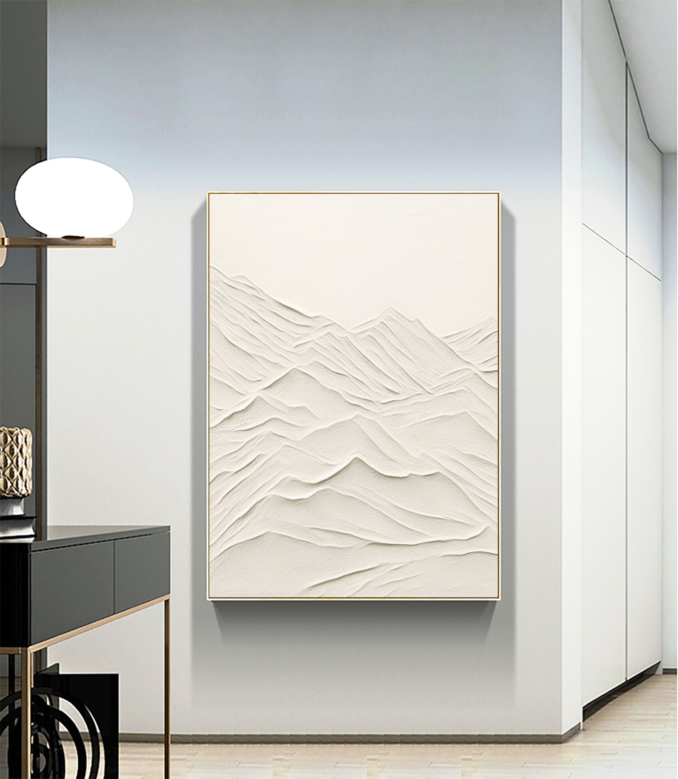 Minimalist Beige Textured Wall Art - Modern Abstract Canvas Painting for Living Room, Bedroom & Office Decor #MM092