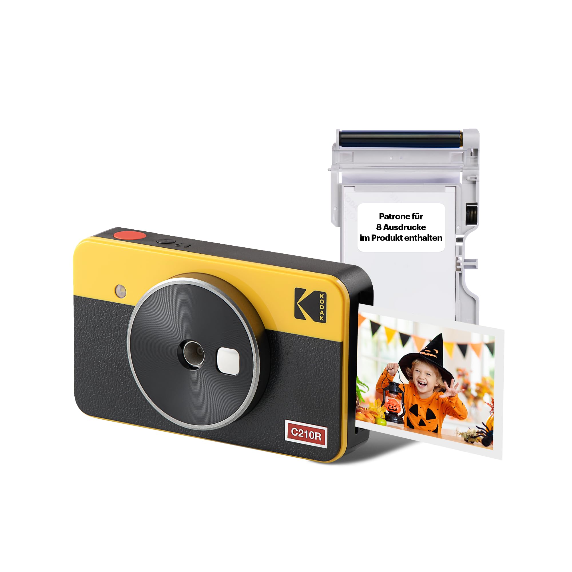 KODAK Mini Shot 2 Retro 4PASS 2-in-1 Instant Camera & Photo Printer (5.4 x 8.6 cm) with 8 Sheets - Yellow | Portable Instant Camera for Travel, Parties & DIY Photo Gifts