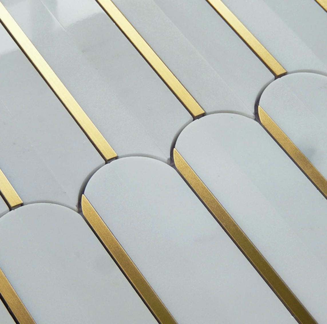 Premium Inlay Brass Gold Marble Mosaic Tile - Florence Style for Bathroom Backsplash & Kitchen Wall Decor