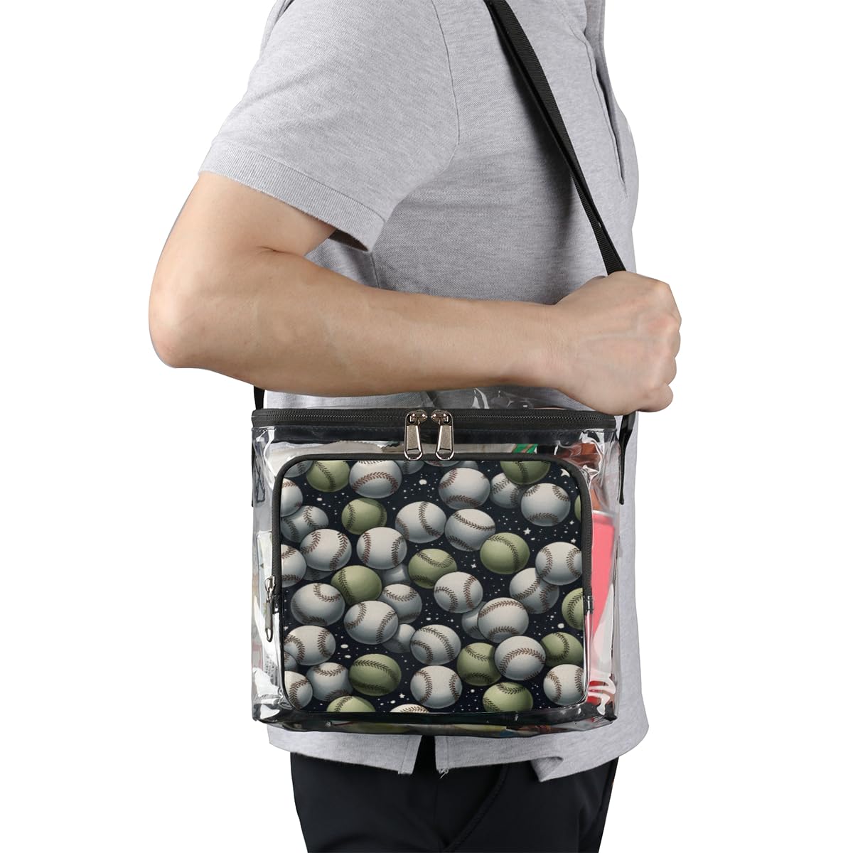 GzLeyigou Clear Baseball Bag - MLB Approved Transparent Tote with Adjustable Shoulder Strap & Handles for Stadium Security | Perfect for Sports Games, Concerts, Travel, Picnics & Outdoor Events