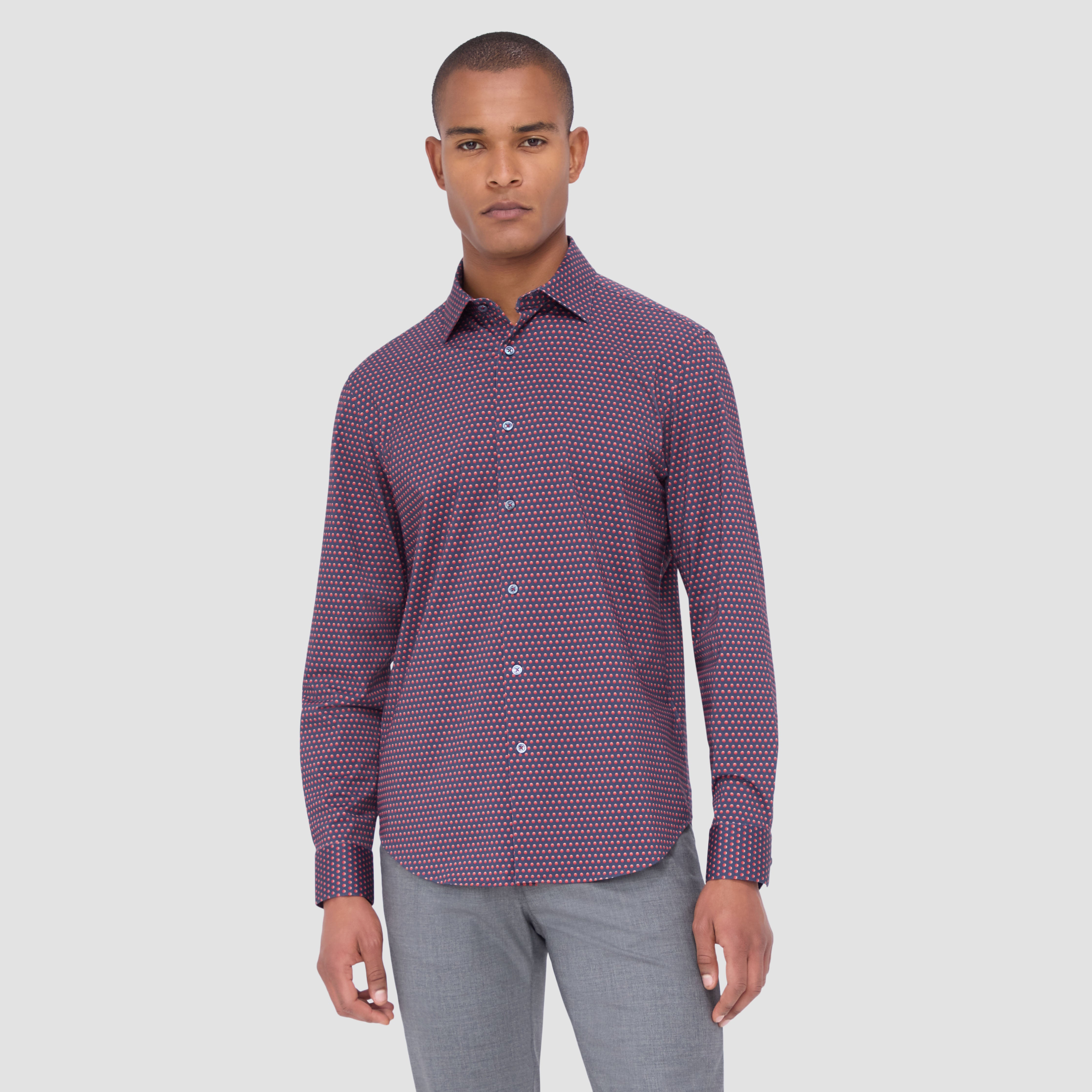 James Dot Print OoohCotton Shirt - Stylish Casual Button Down Shirt for Men | Perfect for Office, Date Night & Weekend Outings