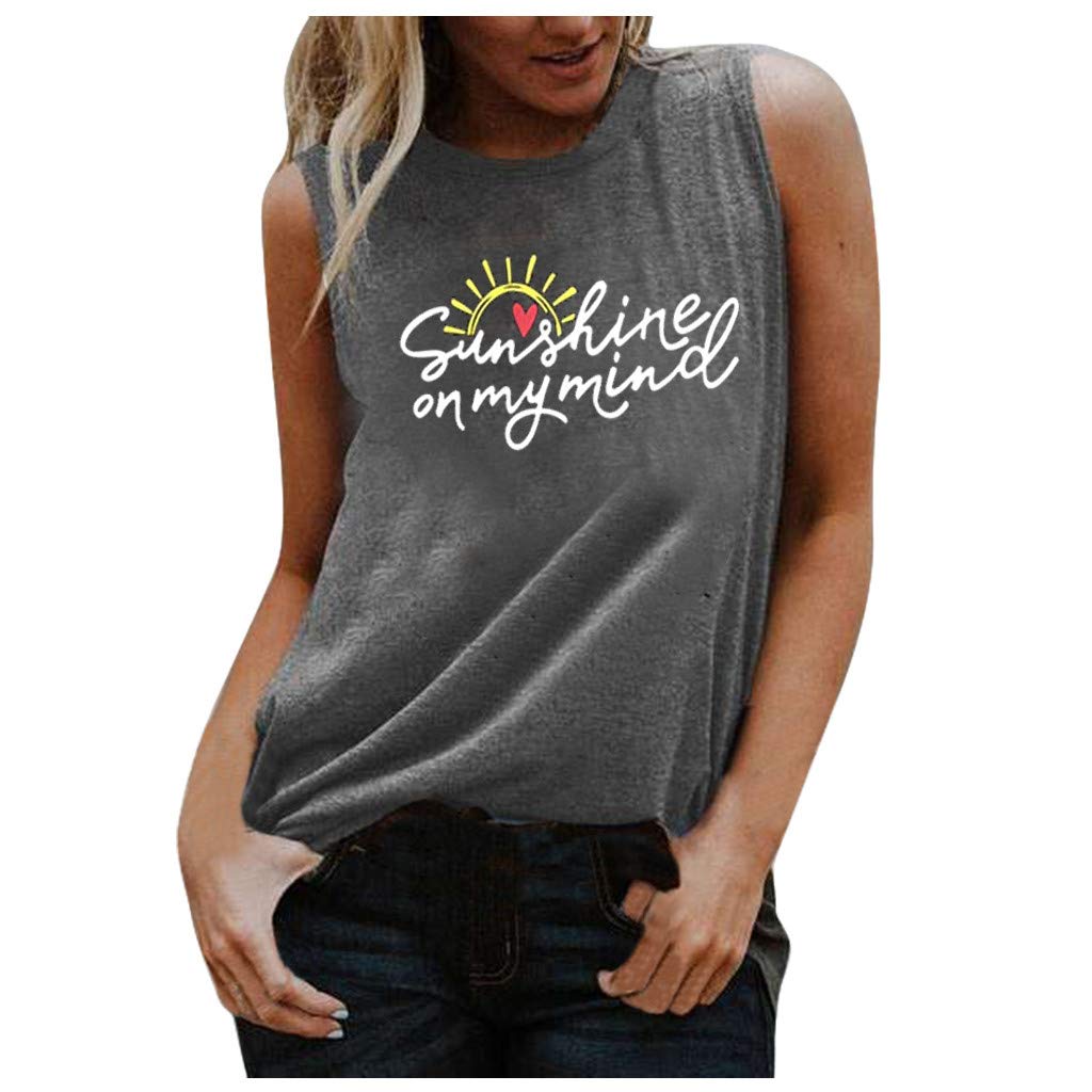 Women's Summer Casual V-Neck Tank Tops - Sleeveless Cute Print Beach Shirts for Outdoor Activities, Vacation & Daily Wear