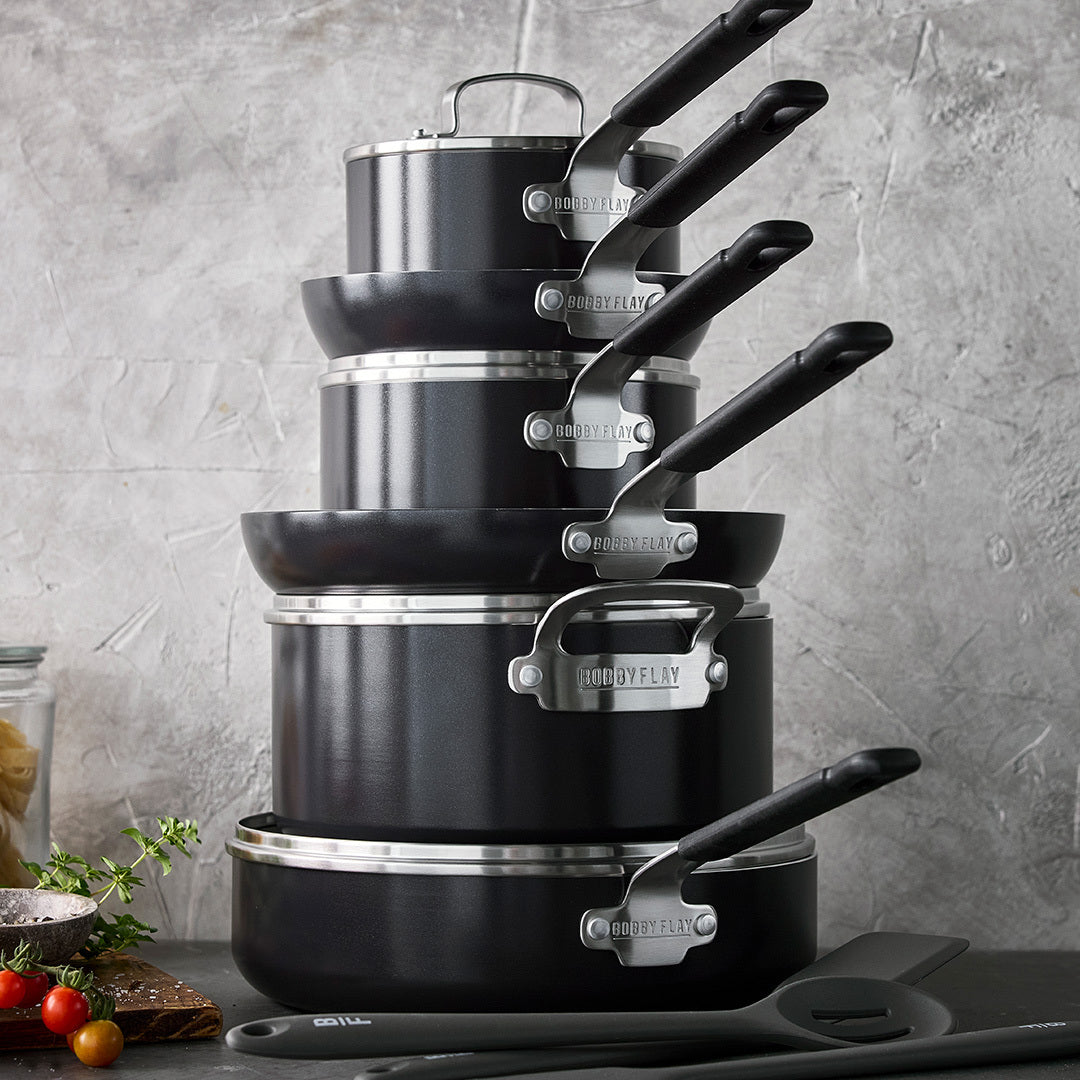 Bobby Flay by GreenPan Professional Ceramic Nonstick 13-Piece Cookware Set - Black | Durable & Healthy Cooking for Home Chefs | Perfect for Frying, Sautéing & Baking