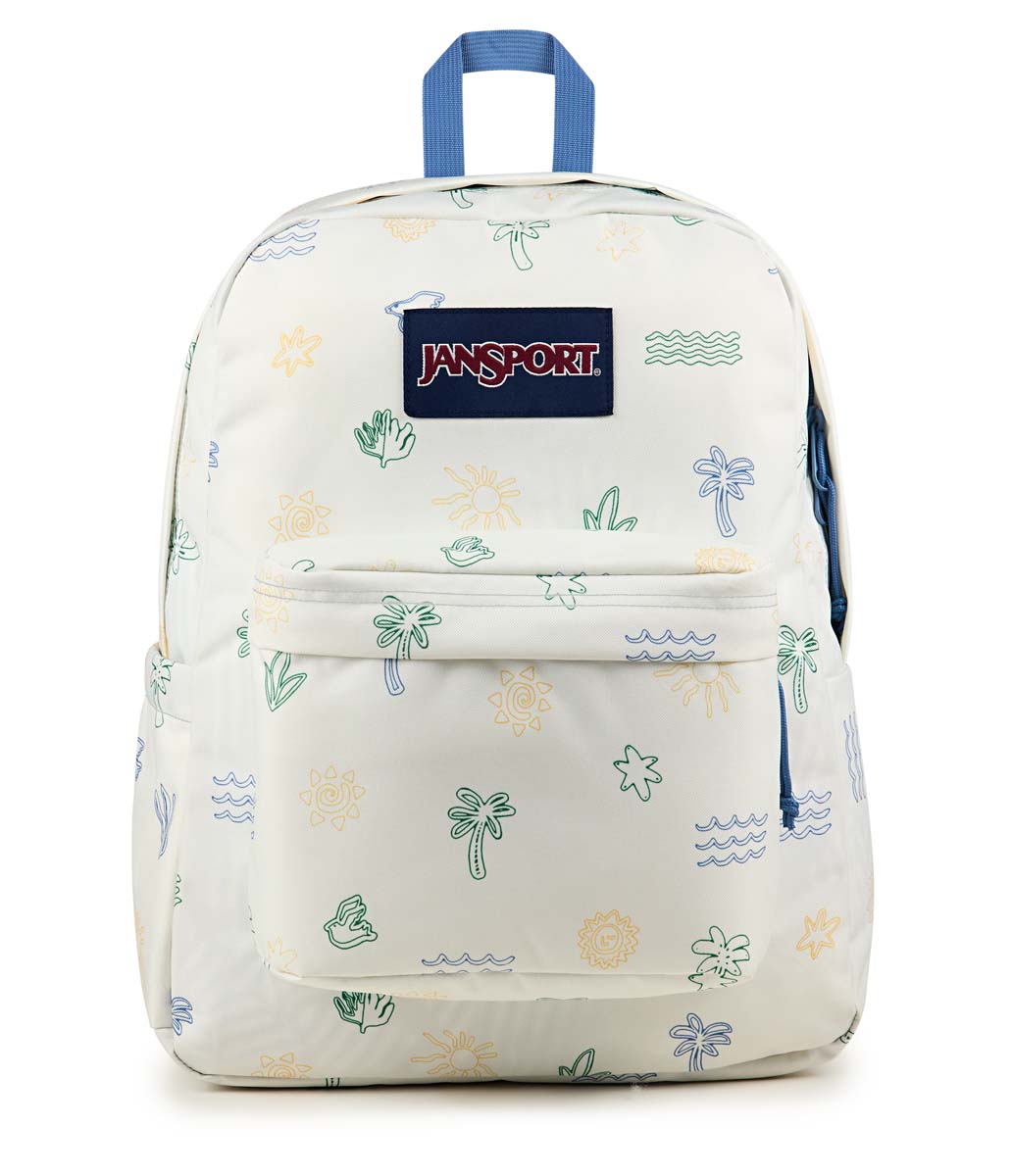 JanSport SuperBreak Plus Backpack - Lightweight Laptop Backpack for School & Travel, Durable Water-Resistant Design with Sunny Sketches Print | Perfect for College Students, Commuters & Outdoor Adventures