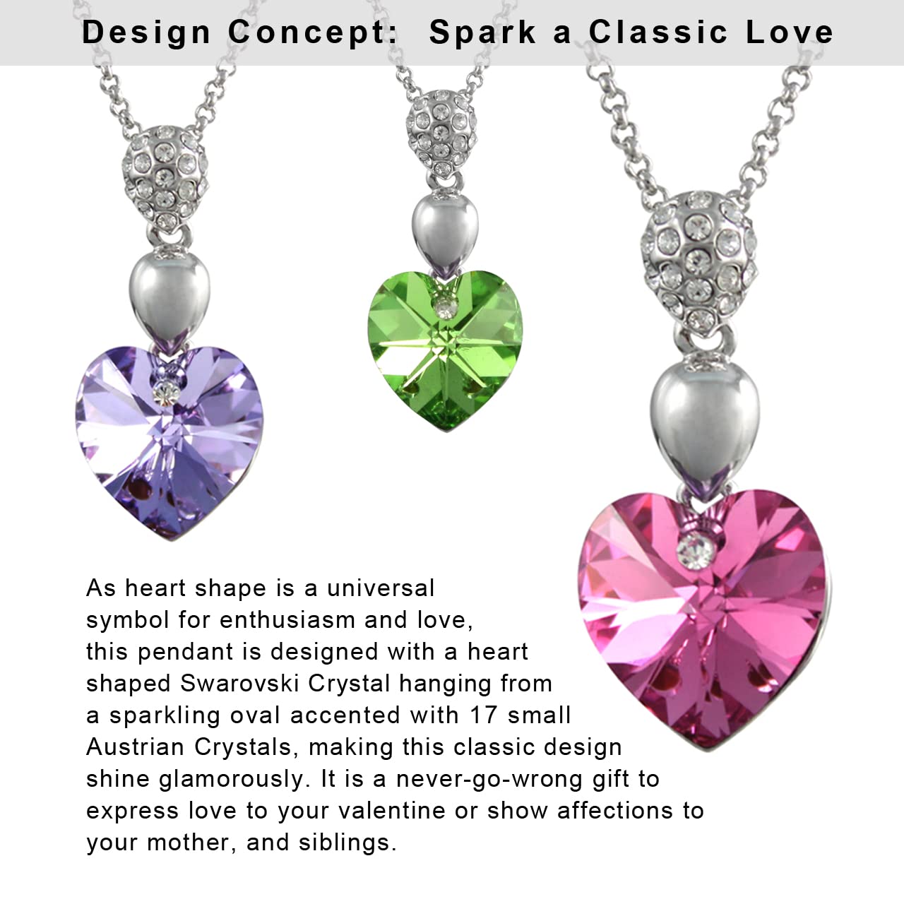 Sparkling Heart Crystal Necklace - Elegant Purple Gift for Her