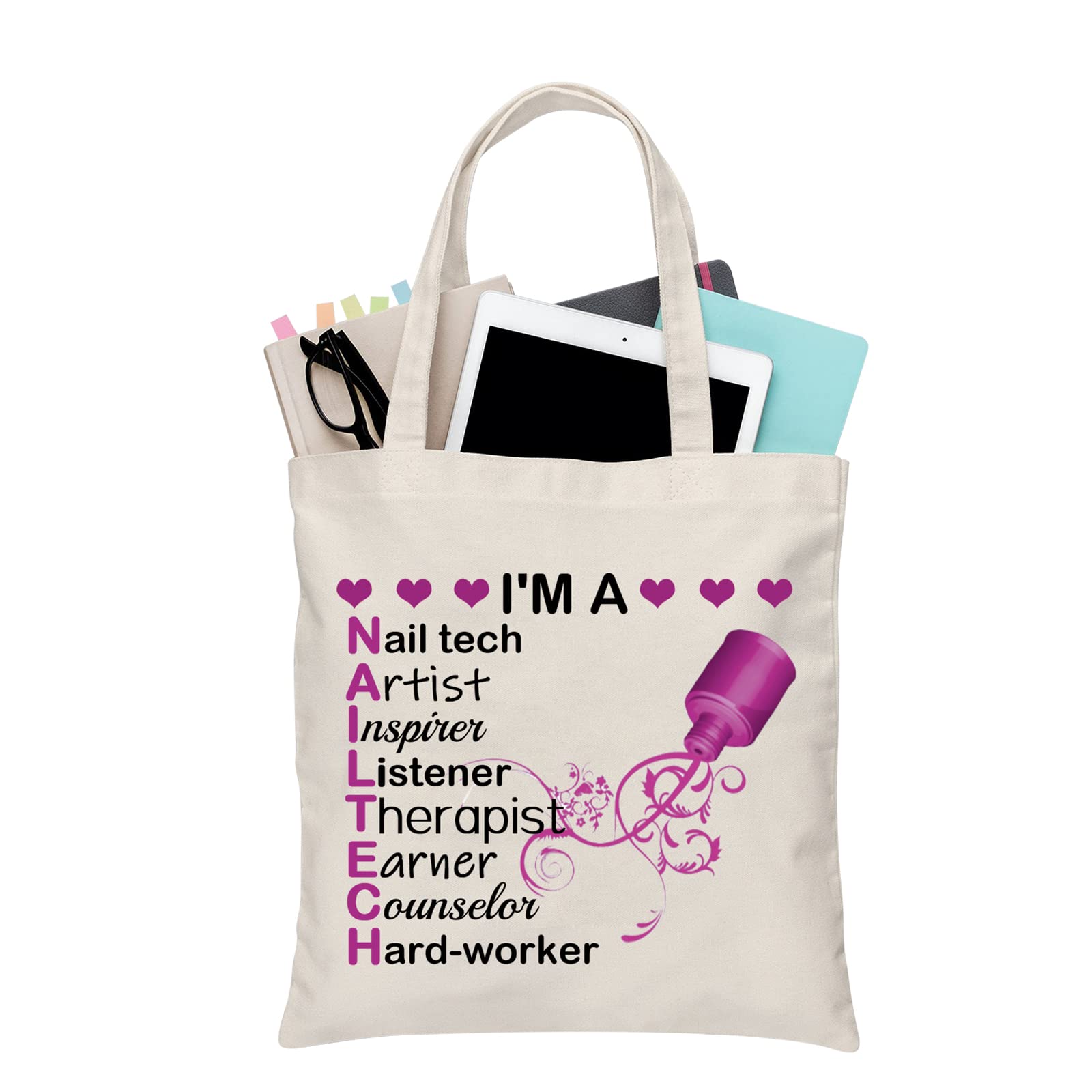 PLITI Professional Nail Artist Tote Bag - Perfect Gift for Nail Technicians & Beauticians - Ideal for Salon Visits, Travel & Cosmetics Storage