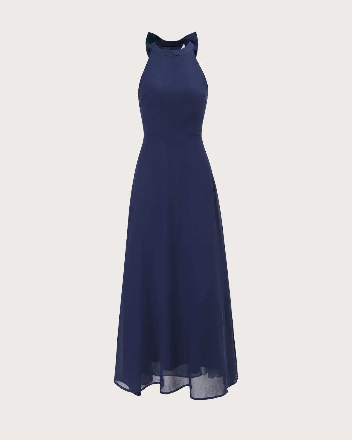 Elegant Navy Blue Halter Neck Bowknot Maxi Dress for Women - Perfect for Beach Vacations, Summer Parties & Date Nights