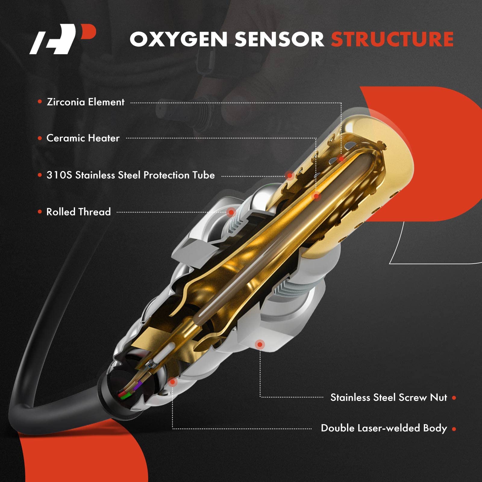 Premium O2 Oxygen Sensor Compatible with Jeep Wrangler JK Series 2007-2010 V6 3.8L - Upstream & Downstream 4-Piece Set - Replaces 5033500AA, 56028994AA - Improve Engine Performance & Fuel Efficiency for Off-Road Adventures